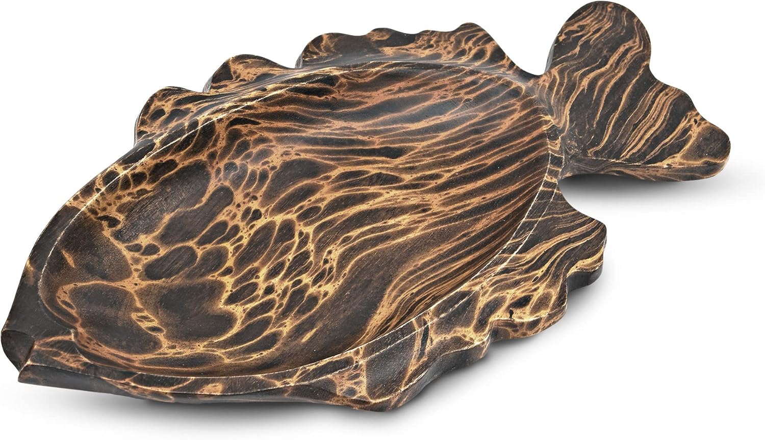 AeraVida Ocean Fish Shaped Natural Brown Wooden Bowl Tray