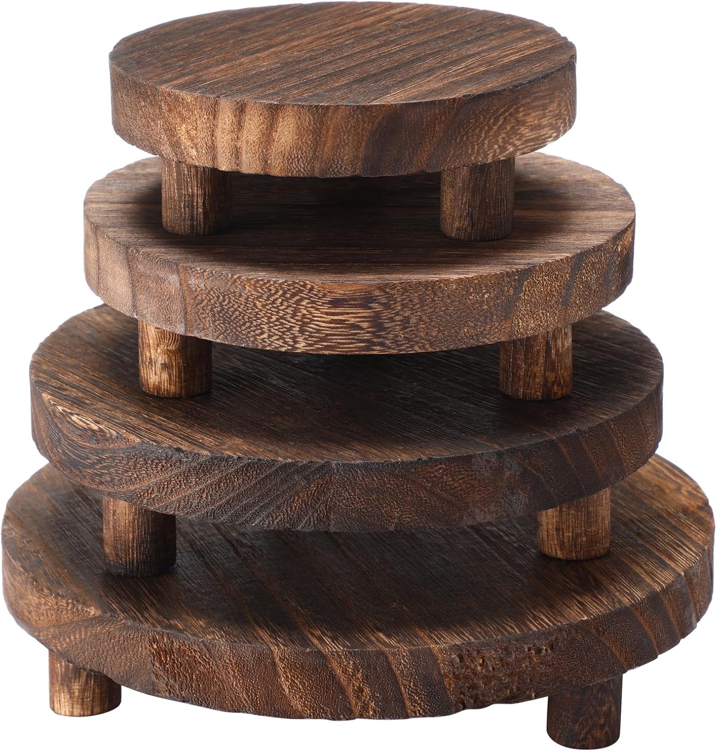 Geetery 4 Pcs Round Wooden Risers for Display