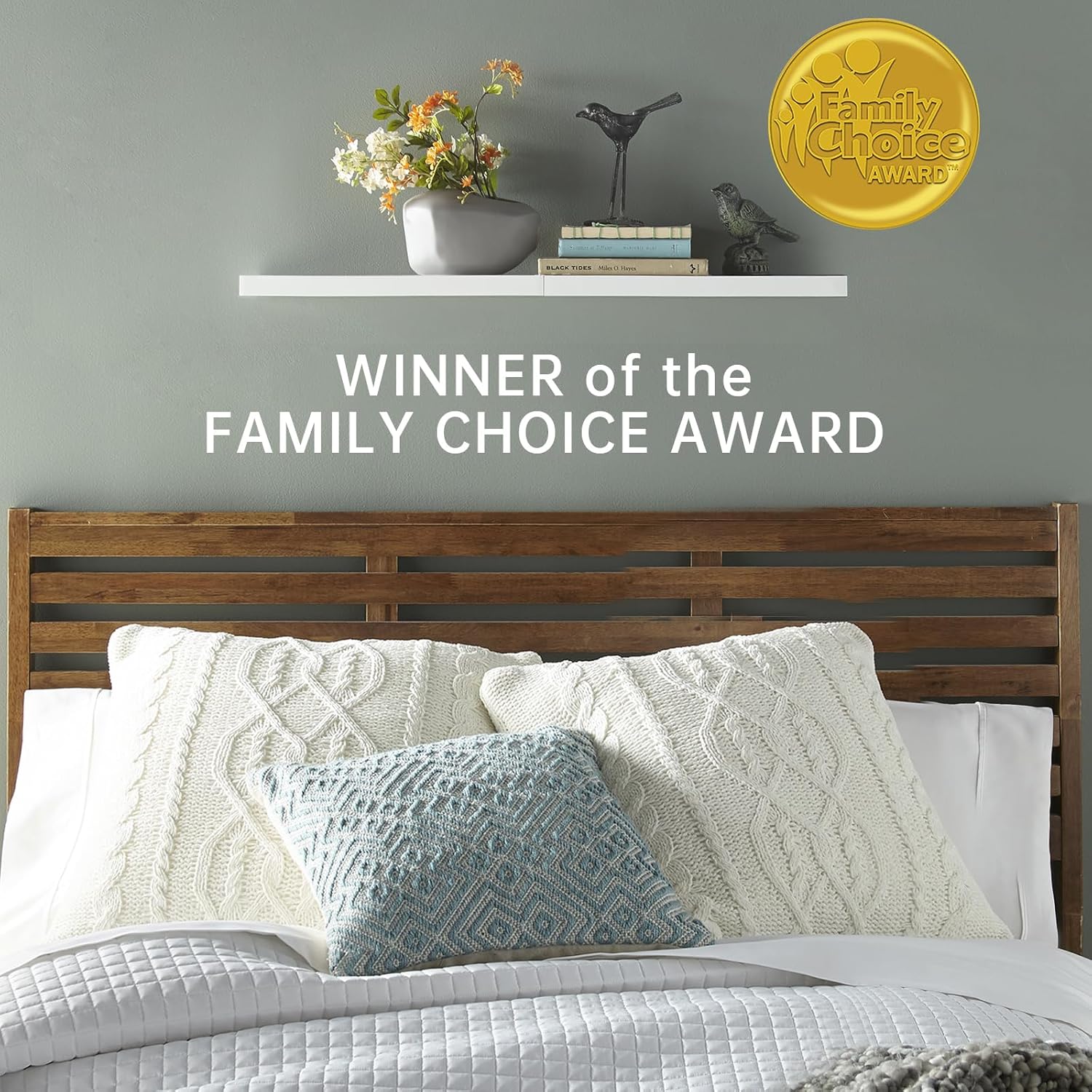 BAYKA Floating Shelves Set of 2 Rustic White Wood Wall Shelves for Home Use