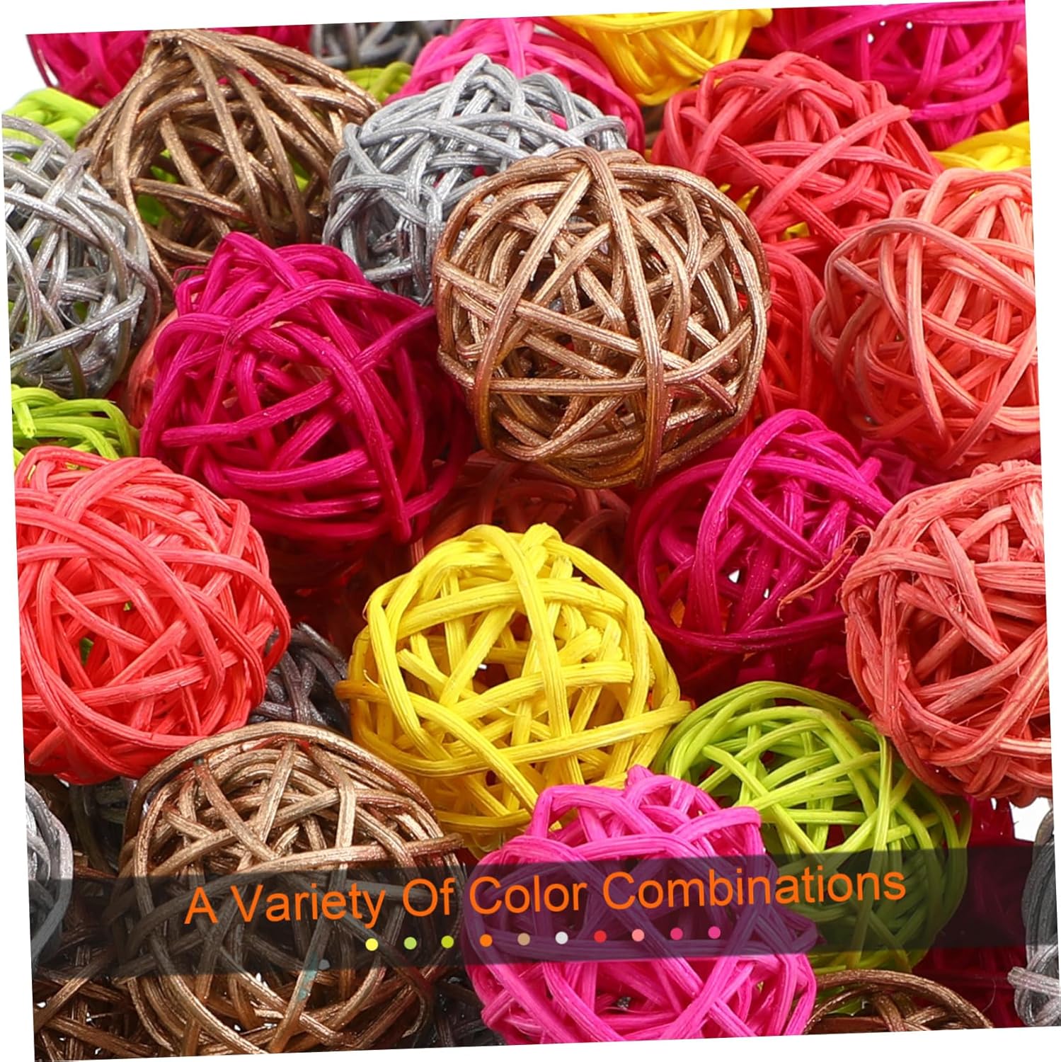 100pcs Colorful Rattan Decorative Balls for Christmas Party Wedding Home and Nursery Decor