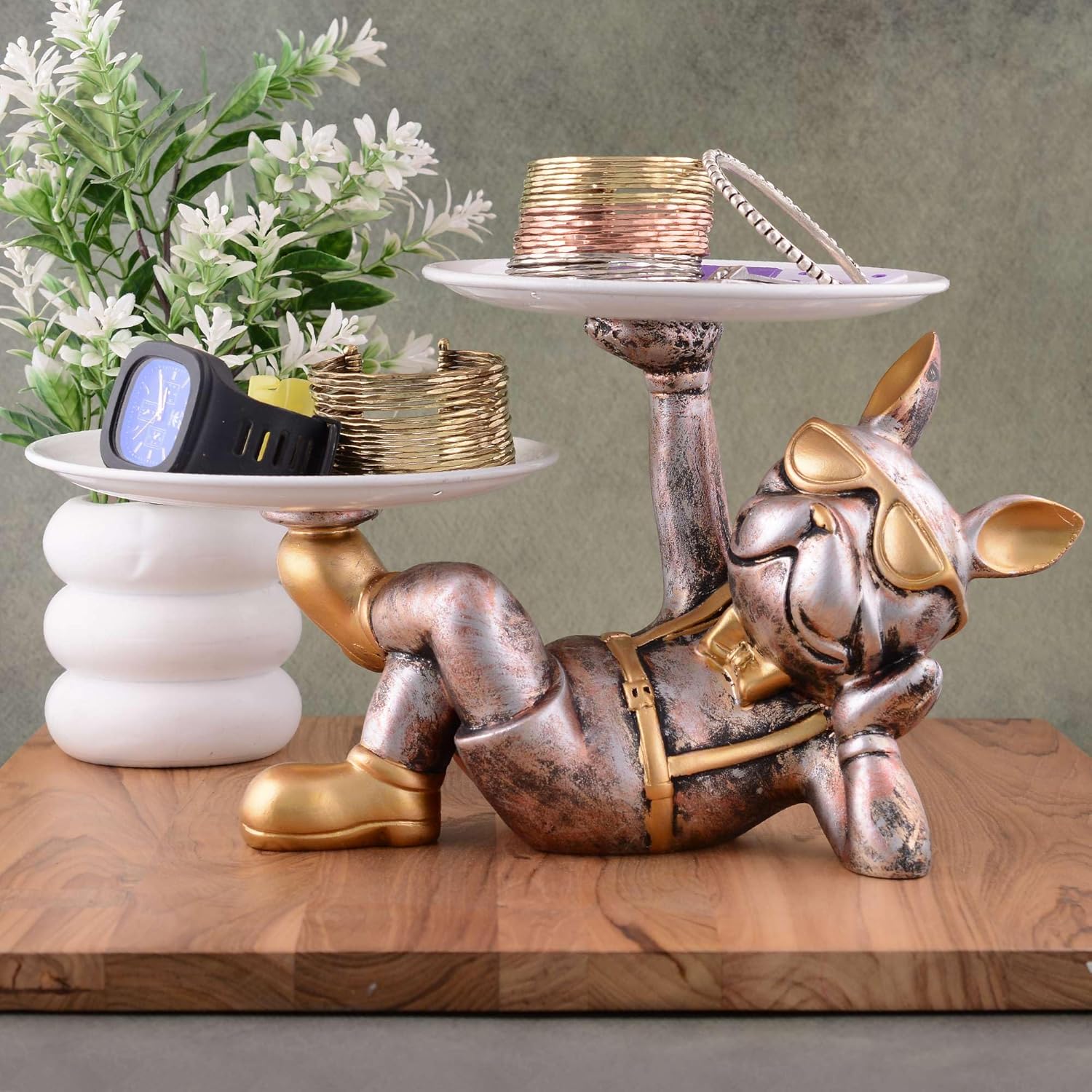 Cute Cool Dog Statue for Home Decor - Resin Sculpture