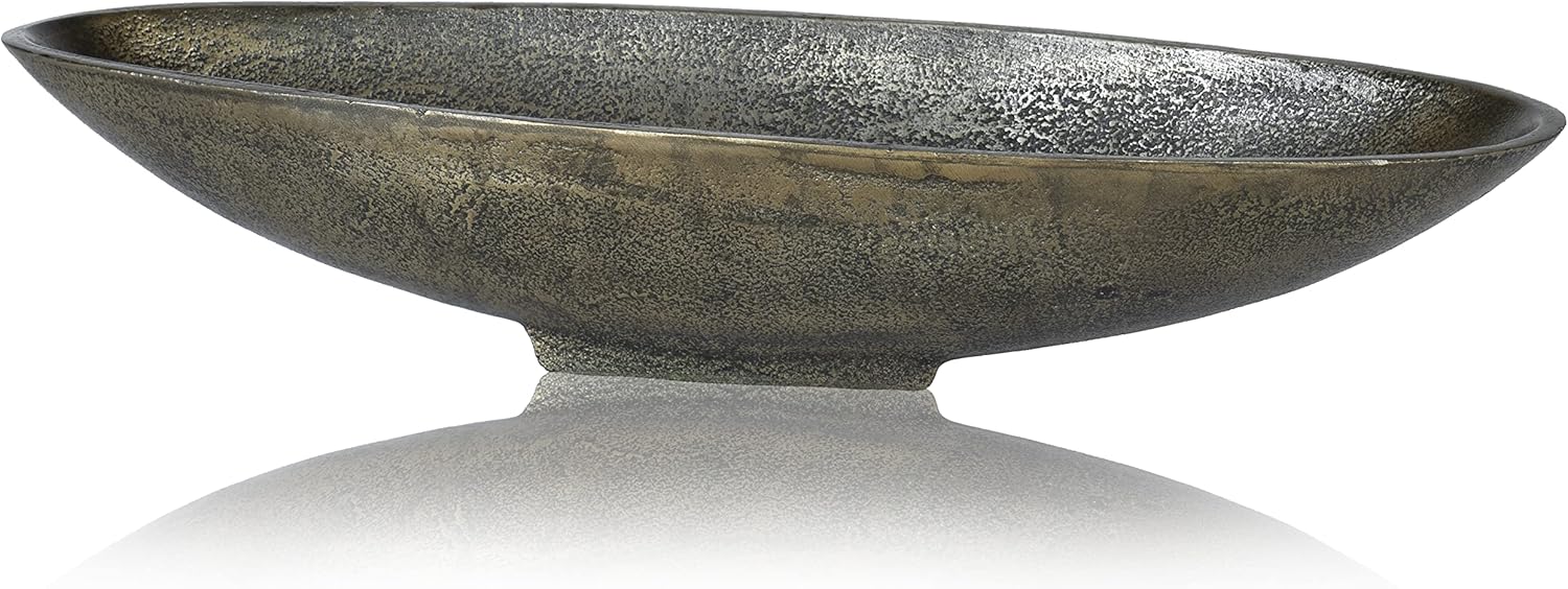 Red Co 16 Inch Long Oval Decorative Aluminum Centerpiece Bowl in Silver