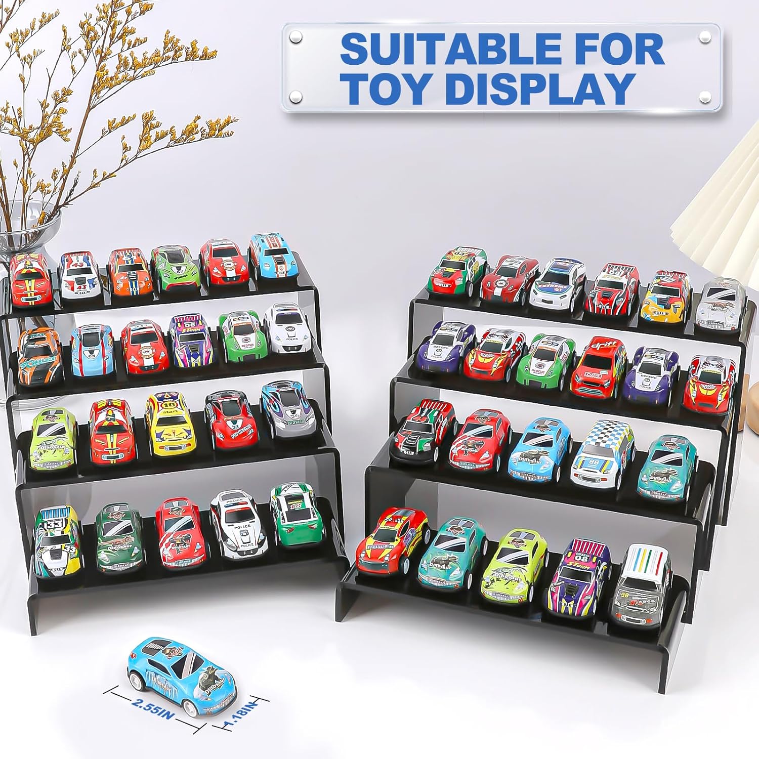 Aheroi Acrylic Risers 8 Pcs 2 Set Black Display Stands