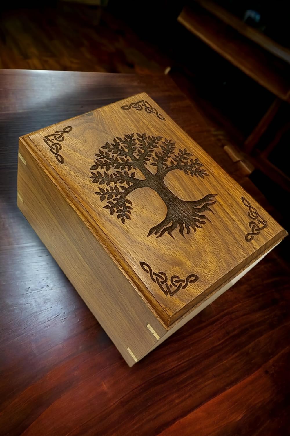 Wooden Urn for Human Ashes - Tree of Life Handcrafted Cremation Urn