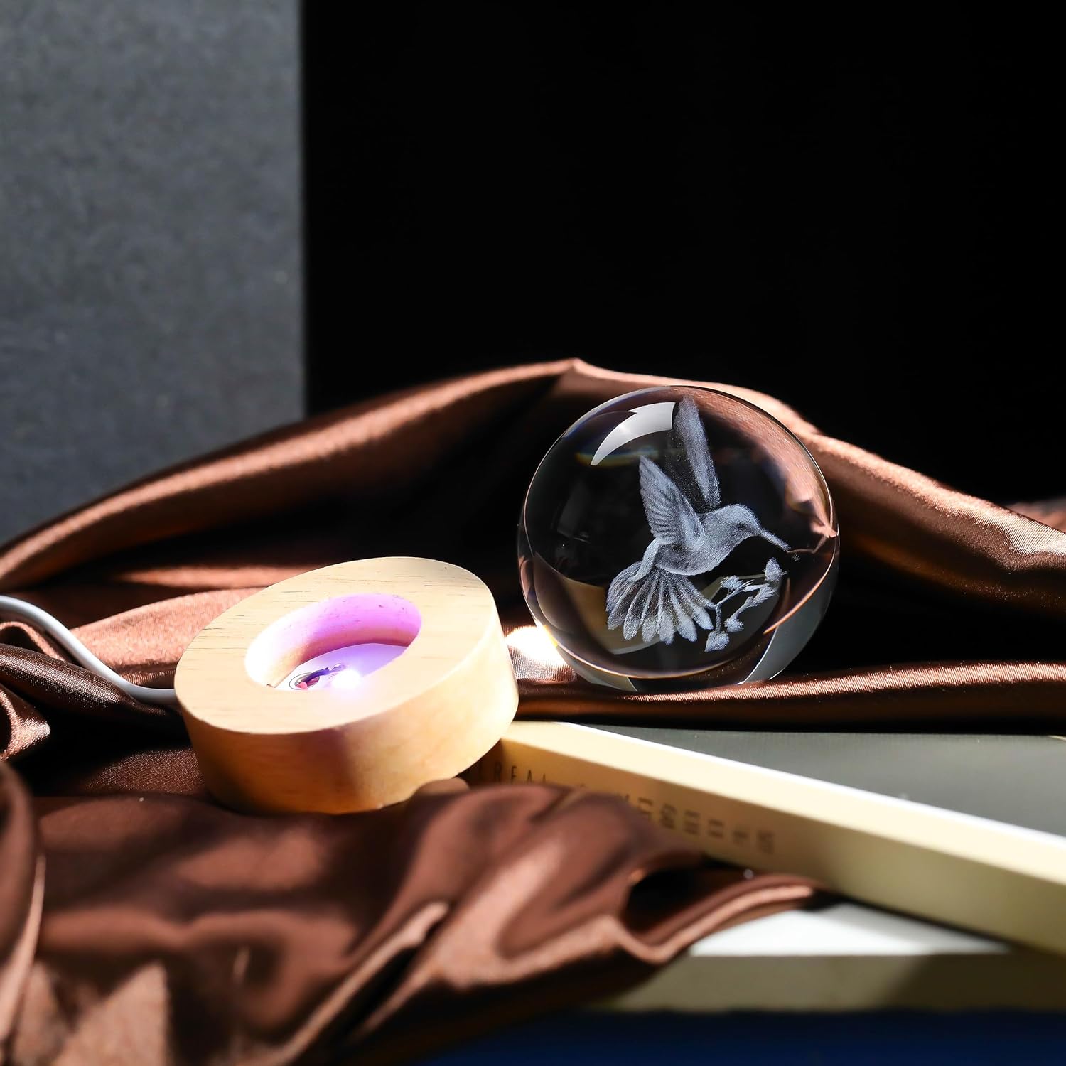 3D Hummingbird Crystal Ball 60mm - Decorative Night Light for Room Birthday Lovers Gifts