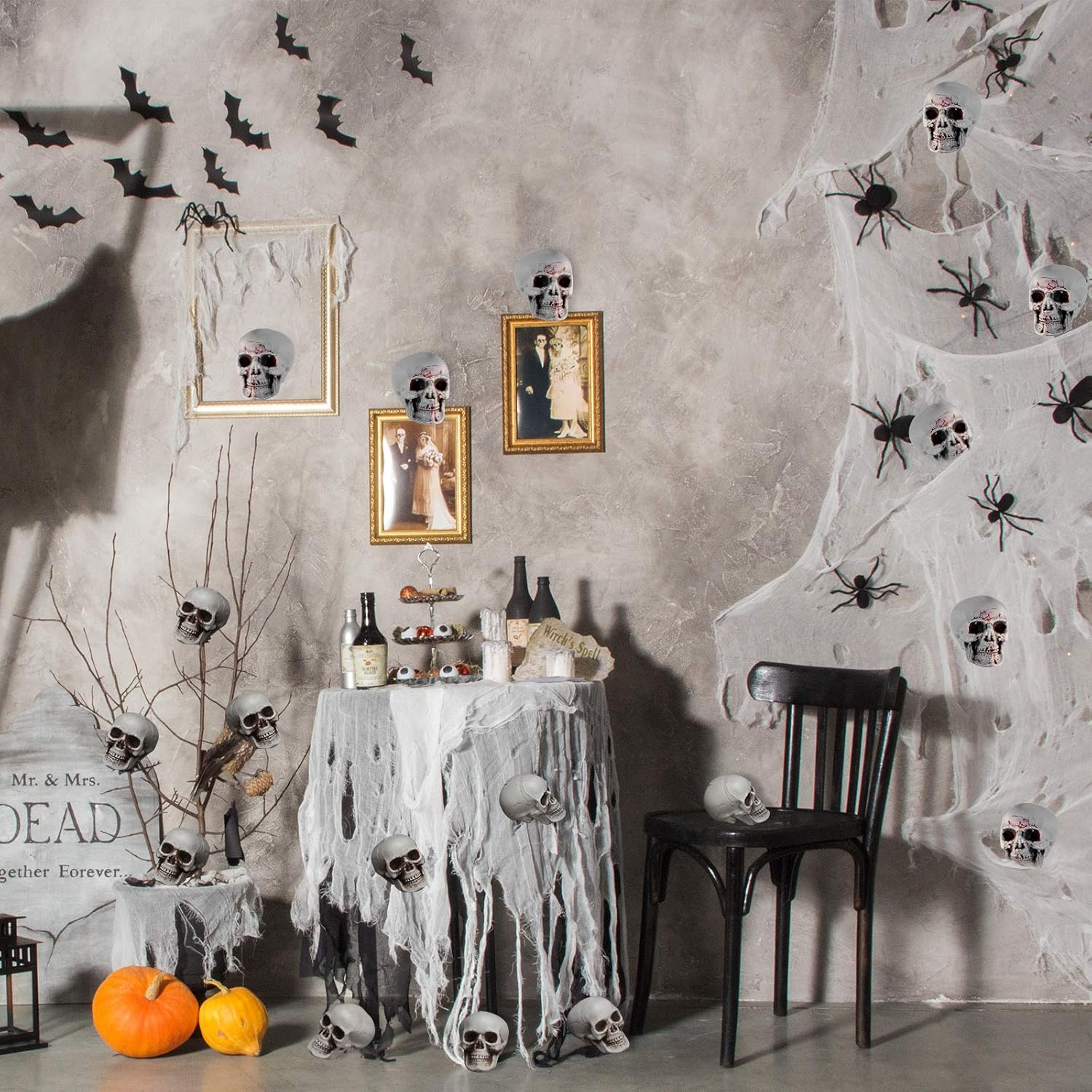 Gejoy 20 Pcs Halloween Mini Skulls Set for Home Decor