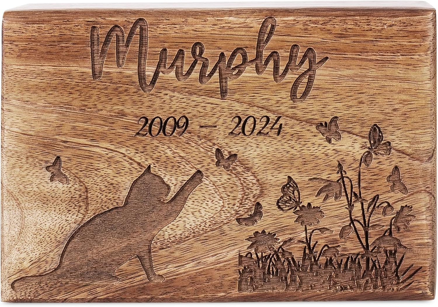 Personalized Wooden Pet Urn - Custom Dog Cremation Urn for Cats and Small Animals