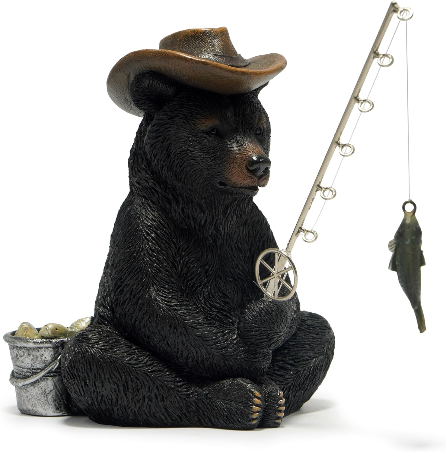 Hodao Black Bear Fishing Statue Home Decor