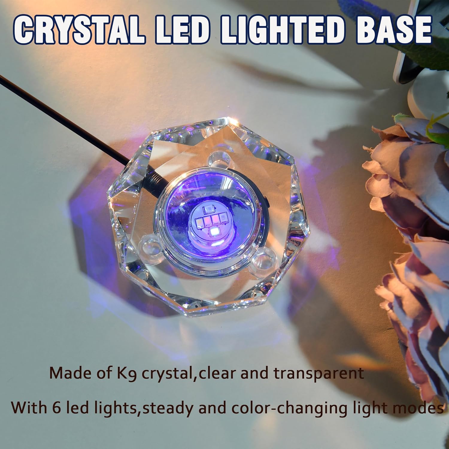 IFOLAINA Crystal LED Light Base Multicolor Display Pedestal