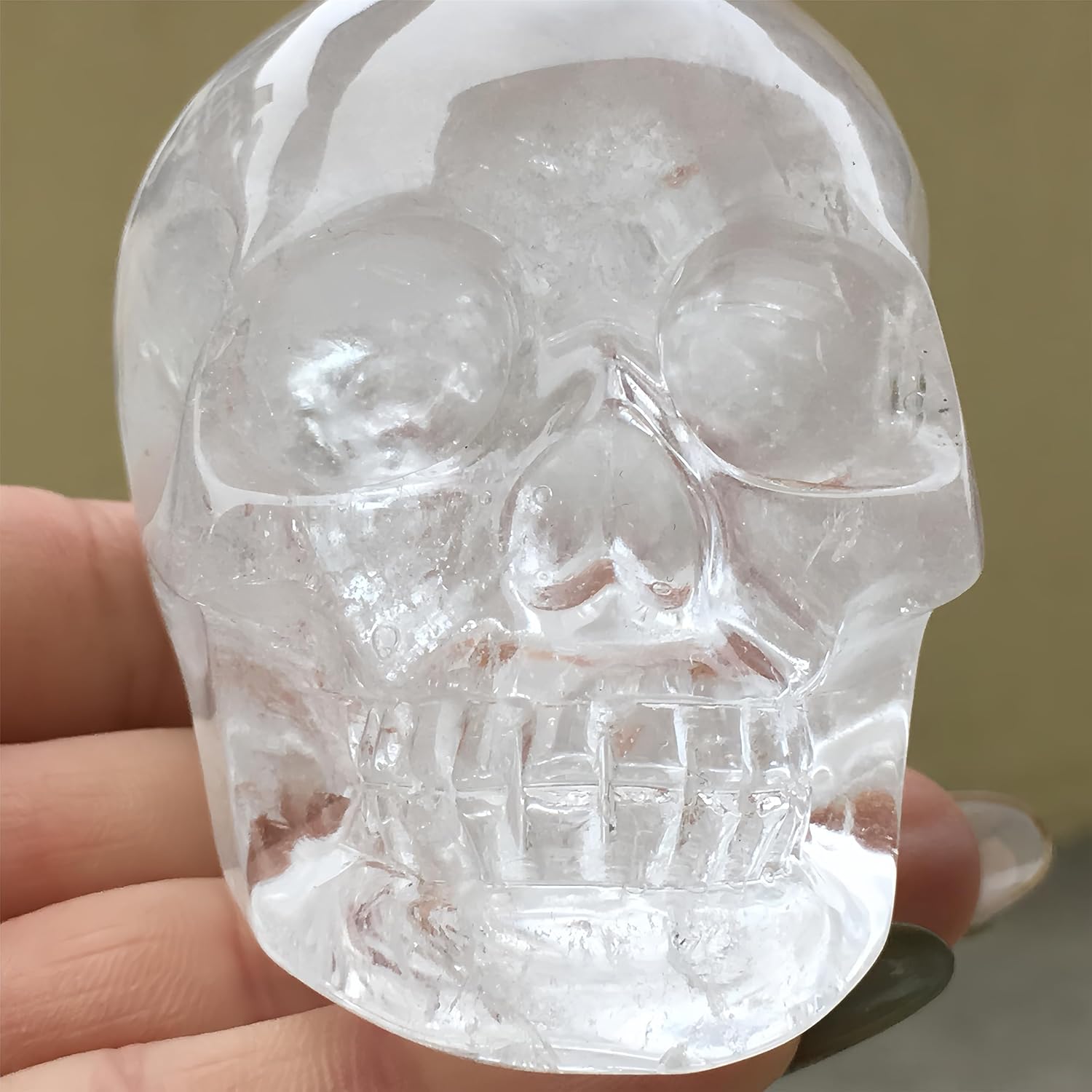 Natural Quartz Crystal Skull Head Sculpture Decor
