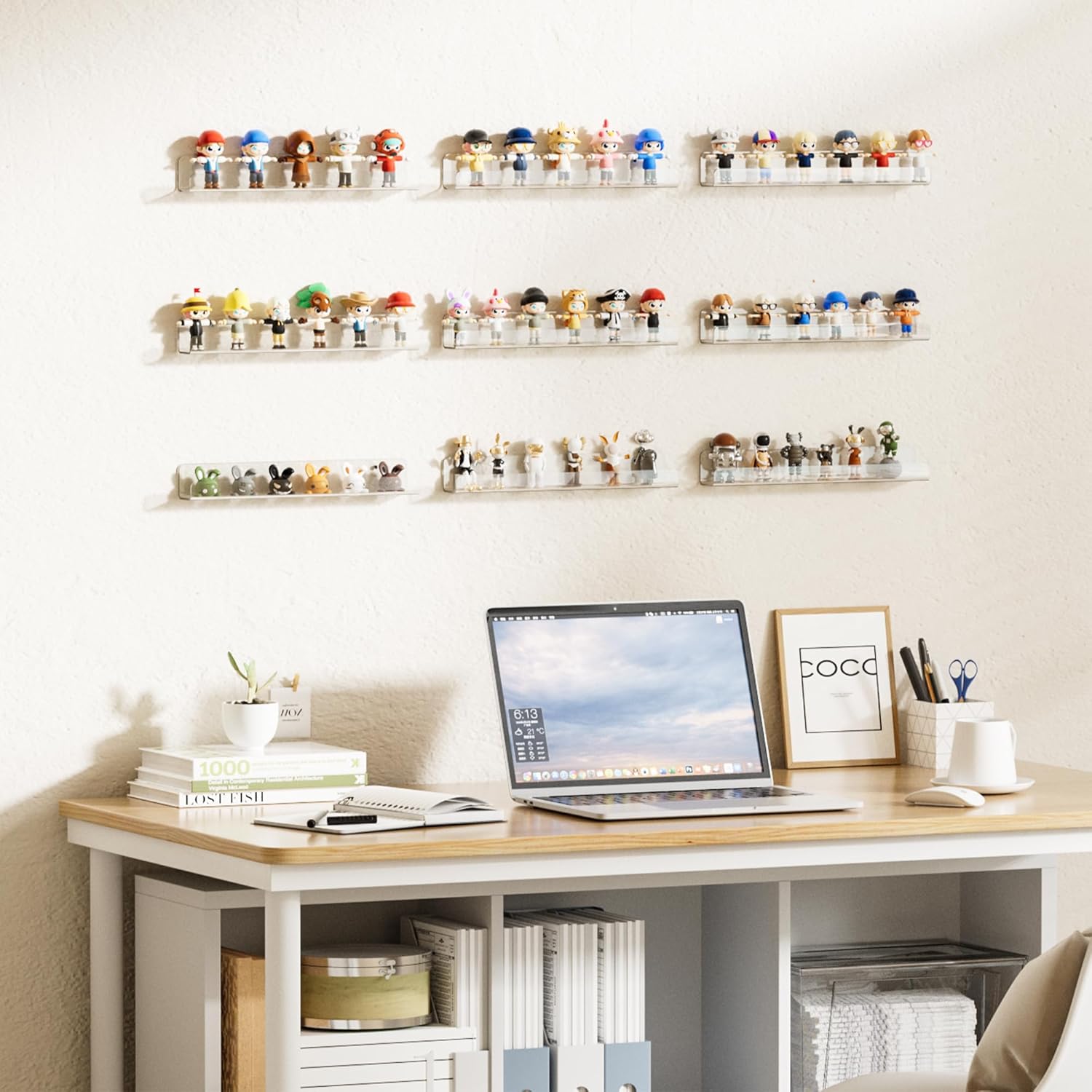 Upsimples 6 Pack Clear Acrylic Shelves Wall Mount