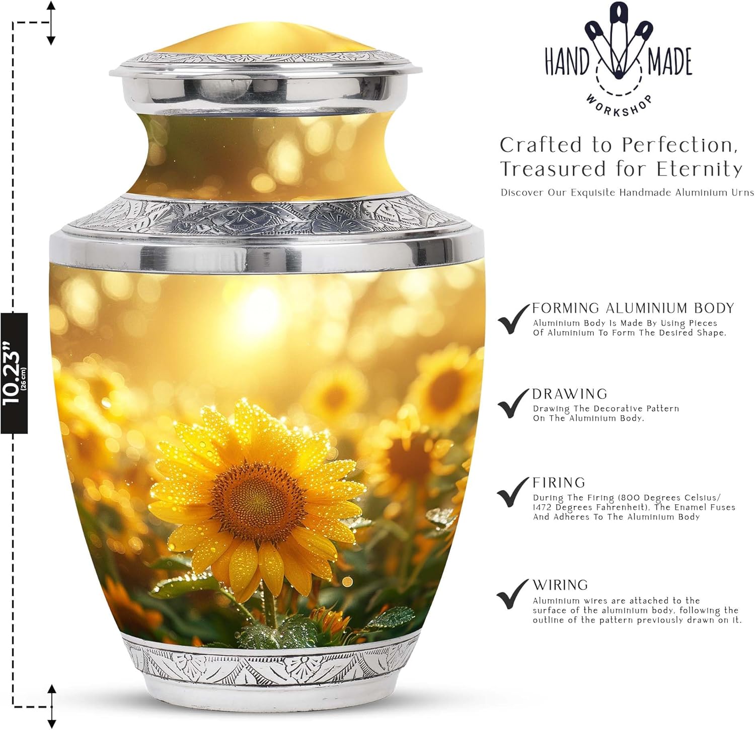 Golden Sunshine Dew Large Velvet Bag Urn - 10 Inch
