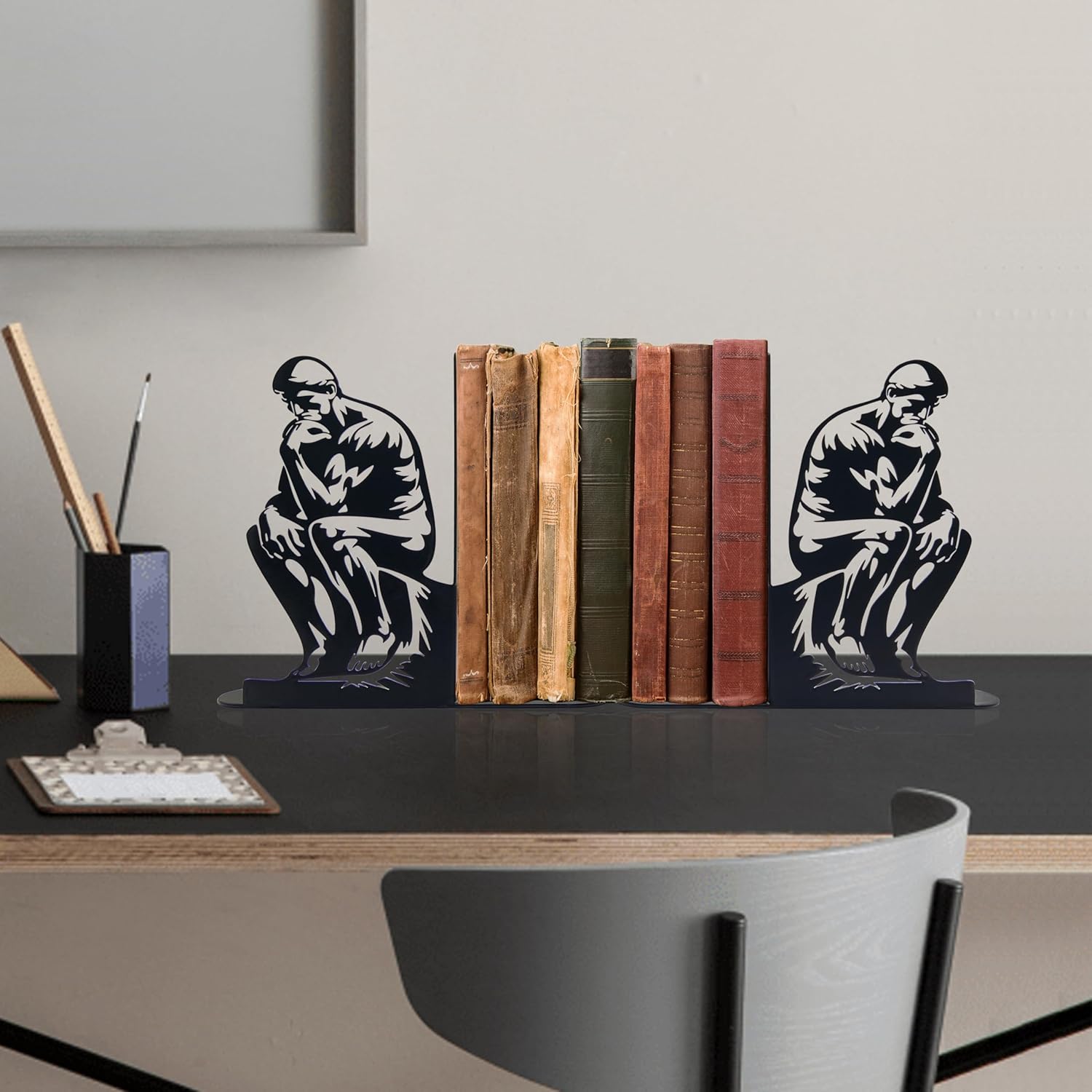 The Thinker Metal Bookends Sculptural Set