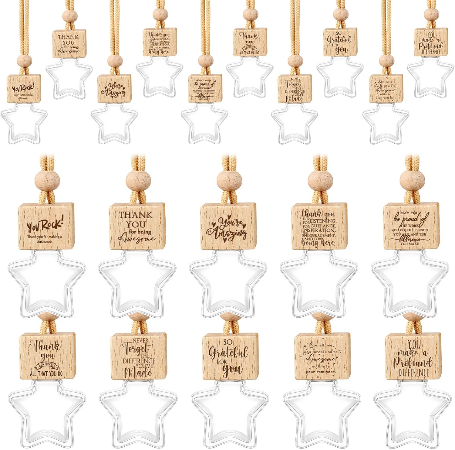 20 Pcs Star Shaped Car Diffuser Glass Hanging Bottle