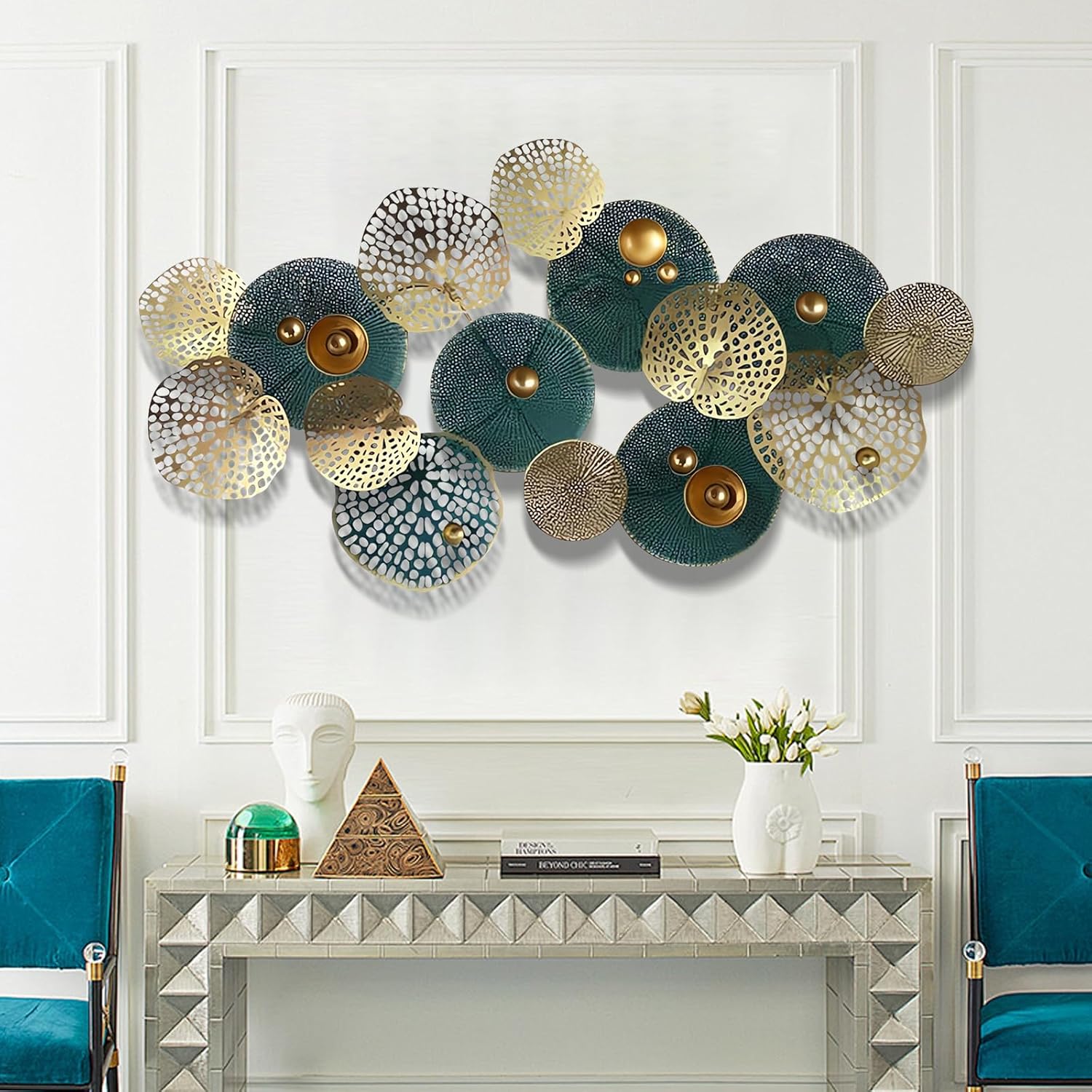 Large Metal Wall Decor 3D Lotus Leaf Sculpture