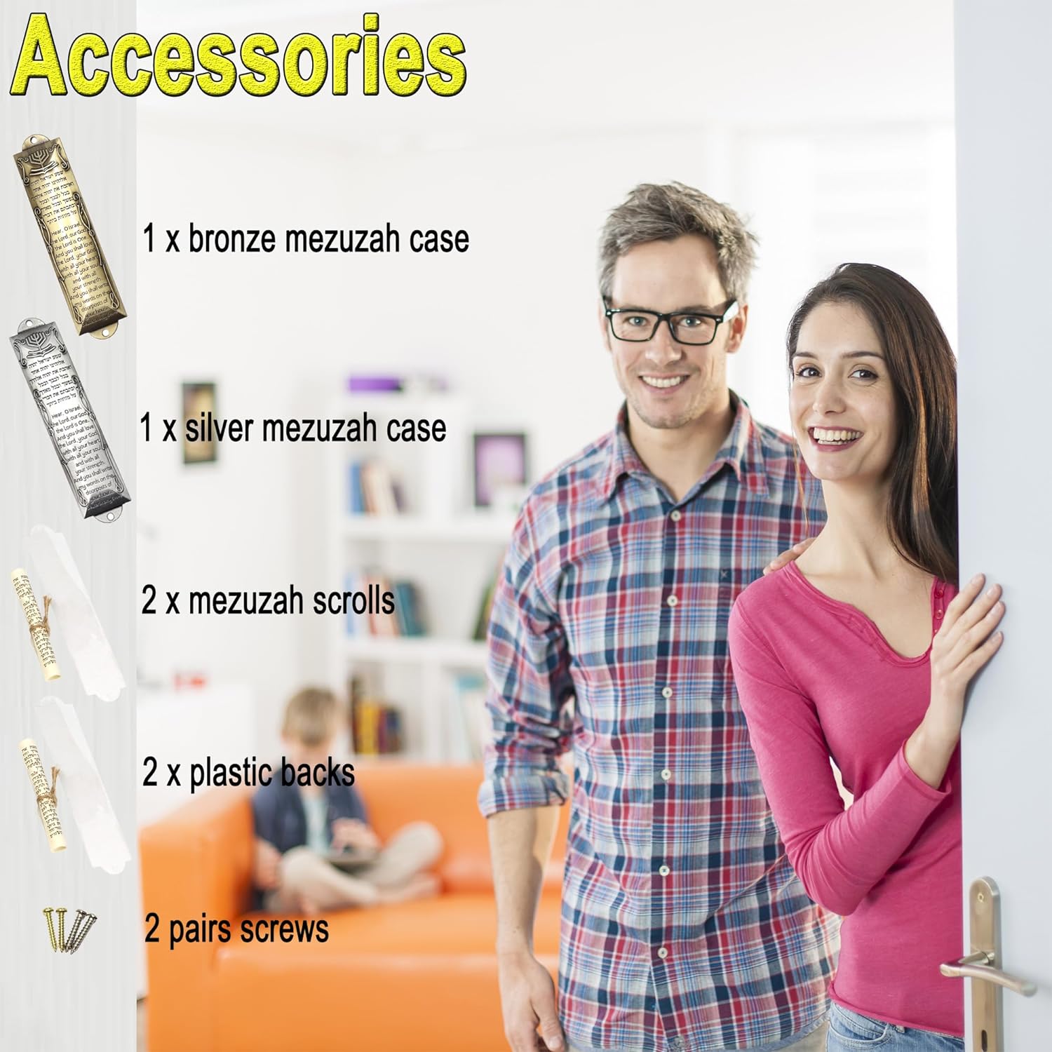 Zivosely Mezuzah Set Door with Scroll and Case