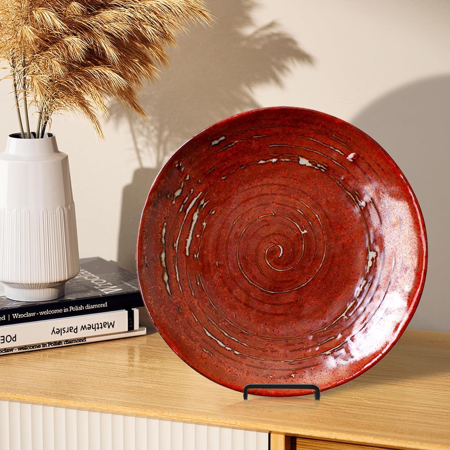 Large Plate Holder Display Stand - 2 Pack Black Easel Stand for Decorative Plates