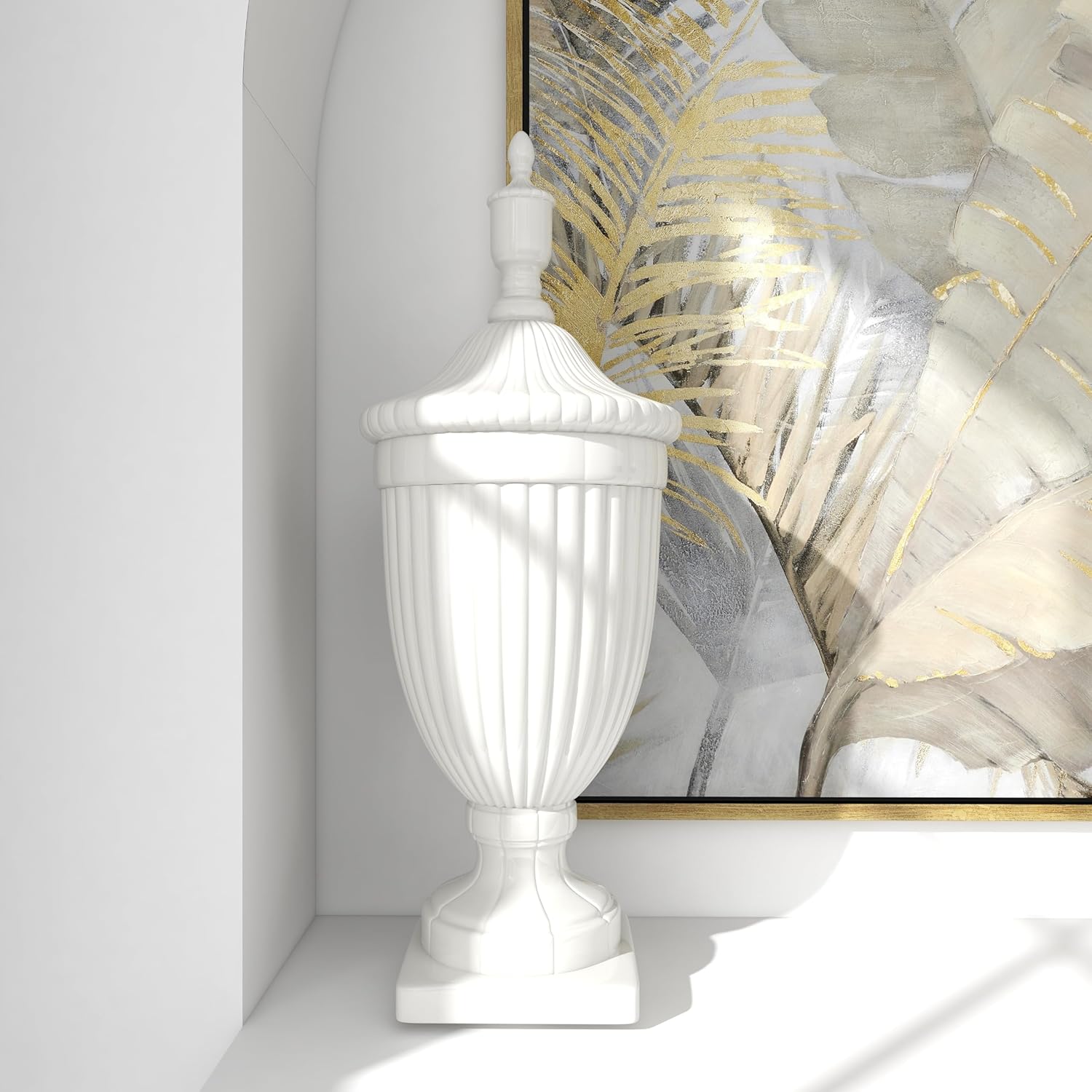 Deco 79 White Ceramic Decorative Urn with Lid