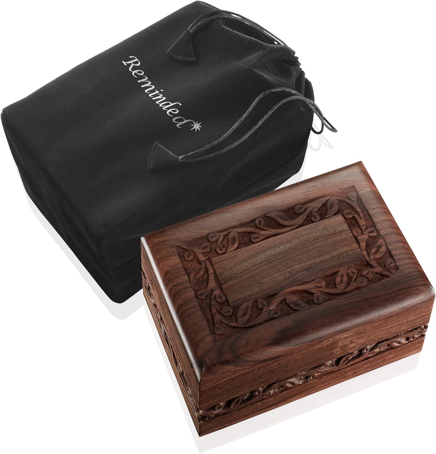 Reminded Rosewood Urn Box with Velvet Bag - Small
