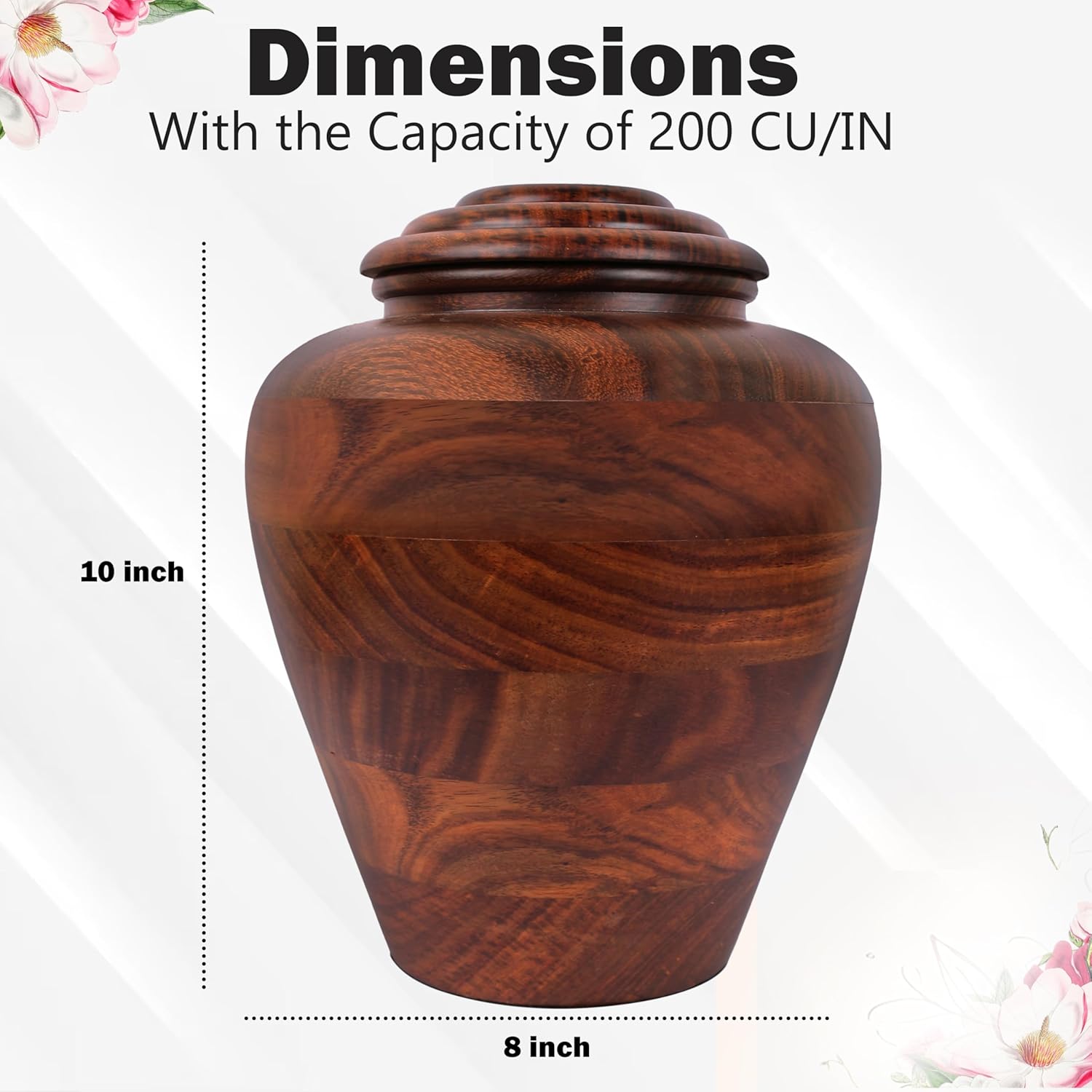 Handcrafted Rosewood Cremation Urn 200 Cubic Inches