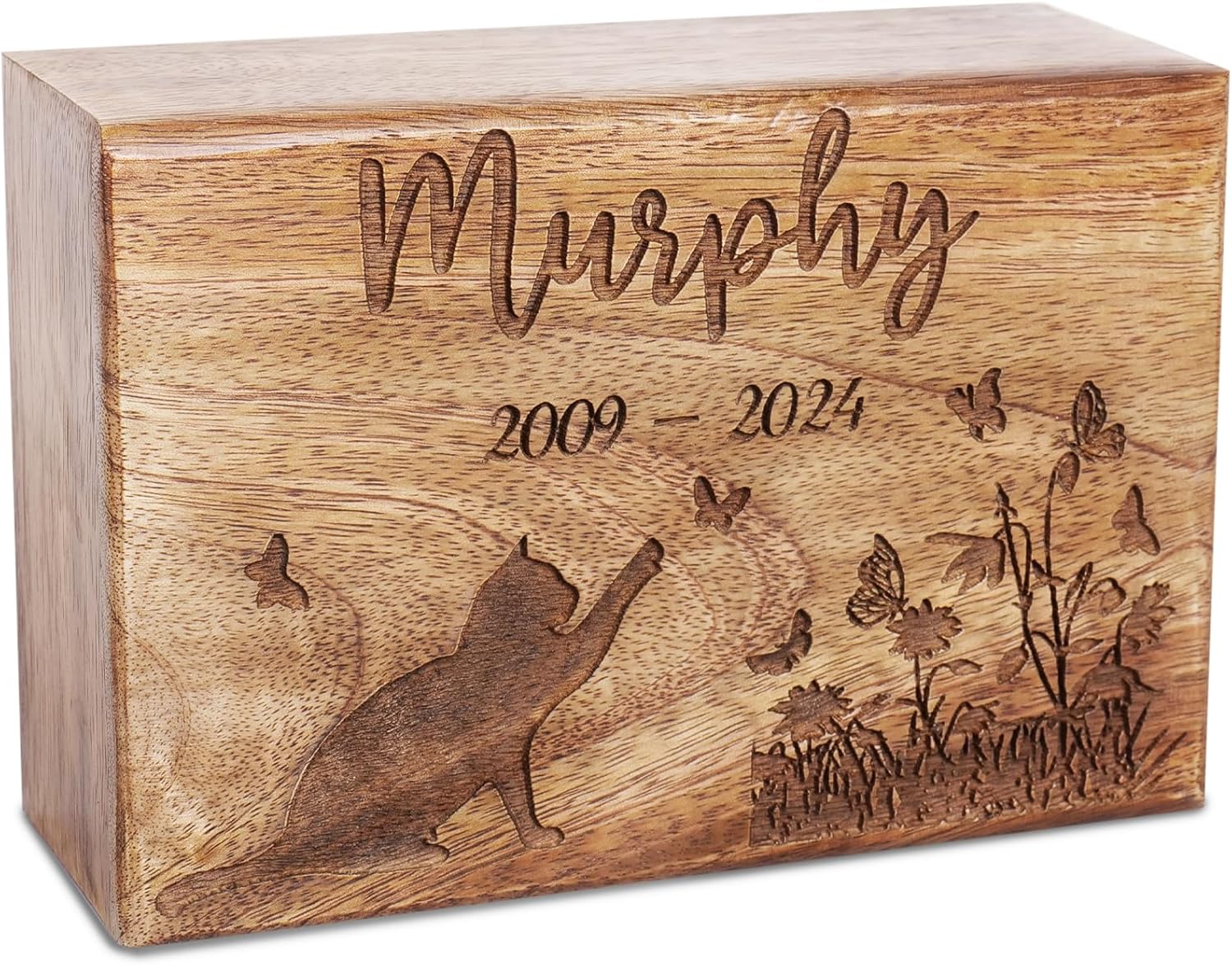 Personalized Wooden Pet Urn - Custom Dog Cremation Urn for Cats and Small Animals
