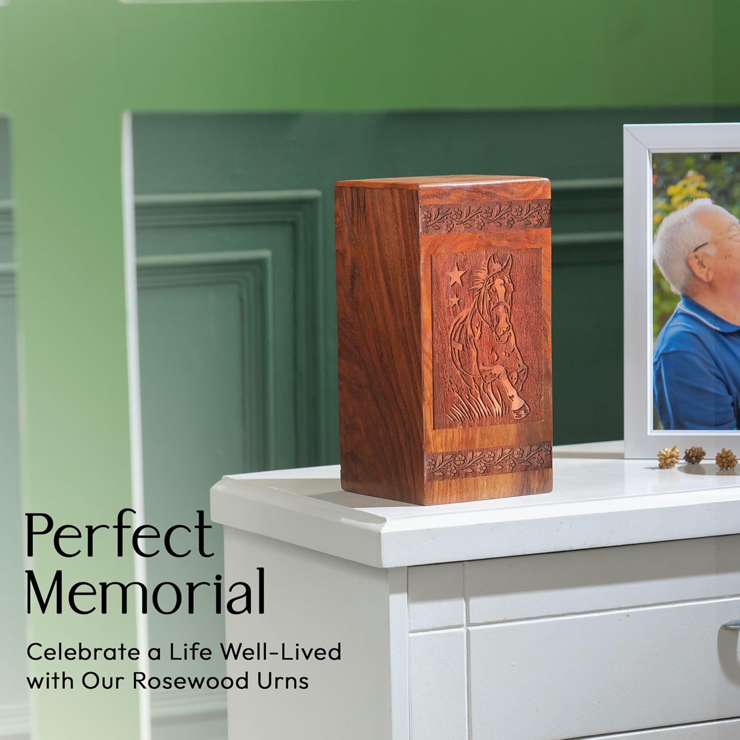 Wooden Urn Horse - Keepsake Burial Urn for Ashes