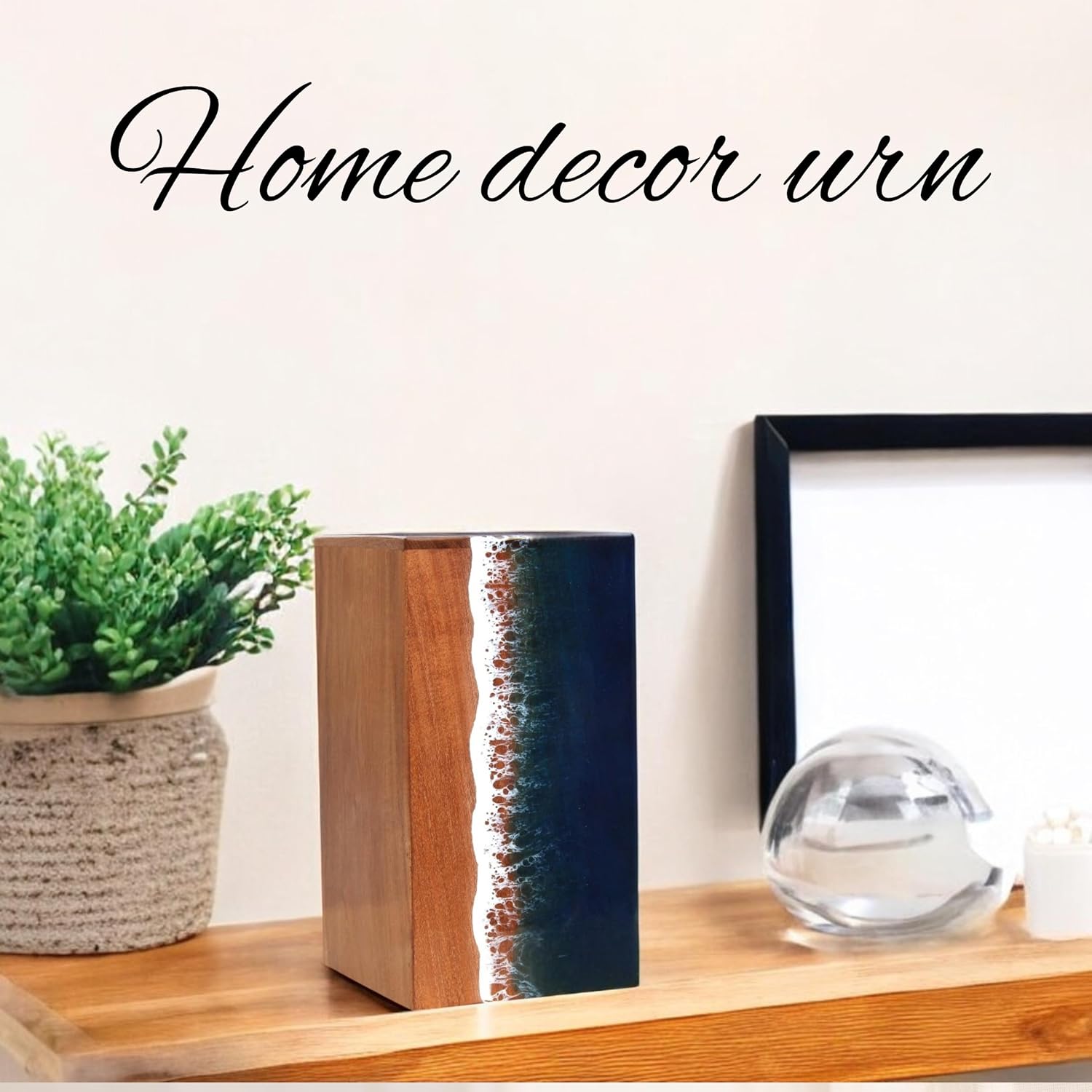 Ocean Wooden Resin Urn for Cremation Ashes