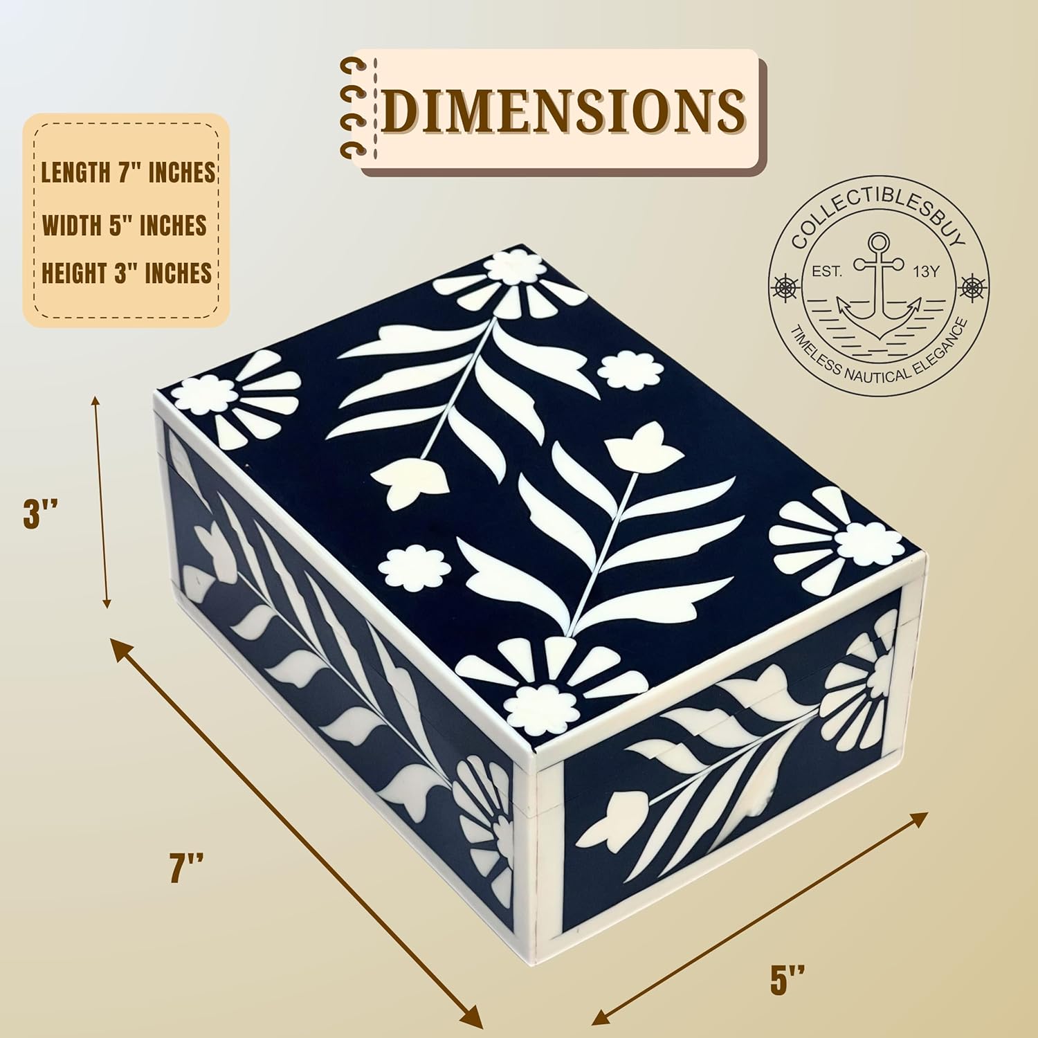 Vintage Look Handmade Bone Inlay Decorative Storage Box