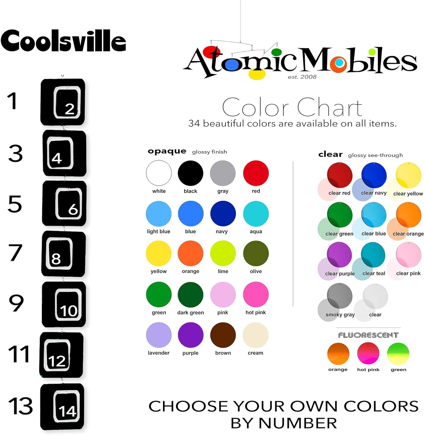Dramatic Coolsville Art Mobile 6x45 - Retro Midcentury Wind Chimes