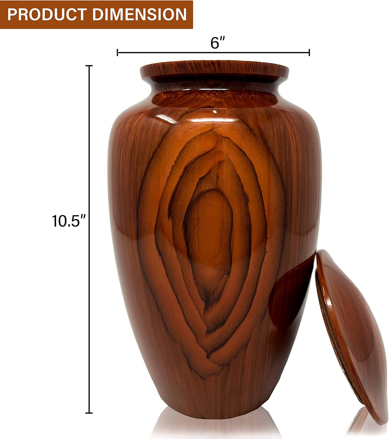 Smartchoice Cremation Urn for Human Ashes - Elegant Chestnut Brown Handcrafted Urn