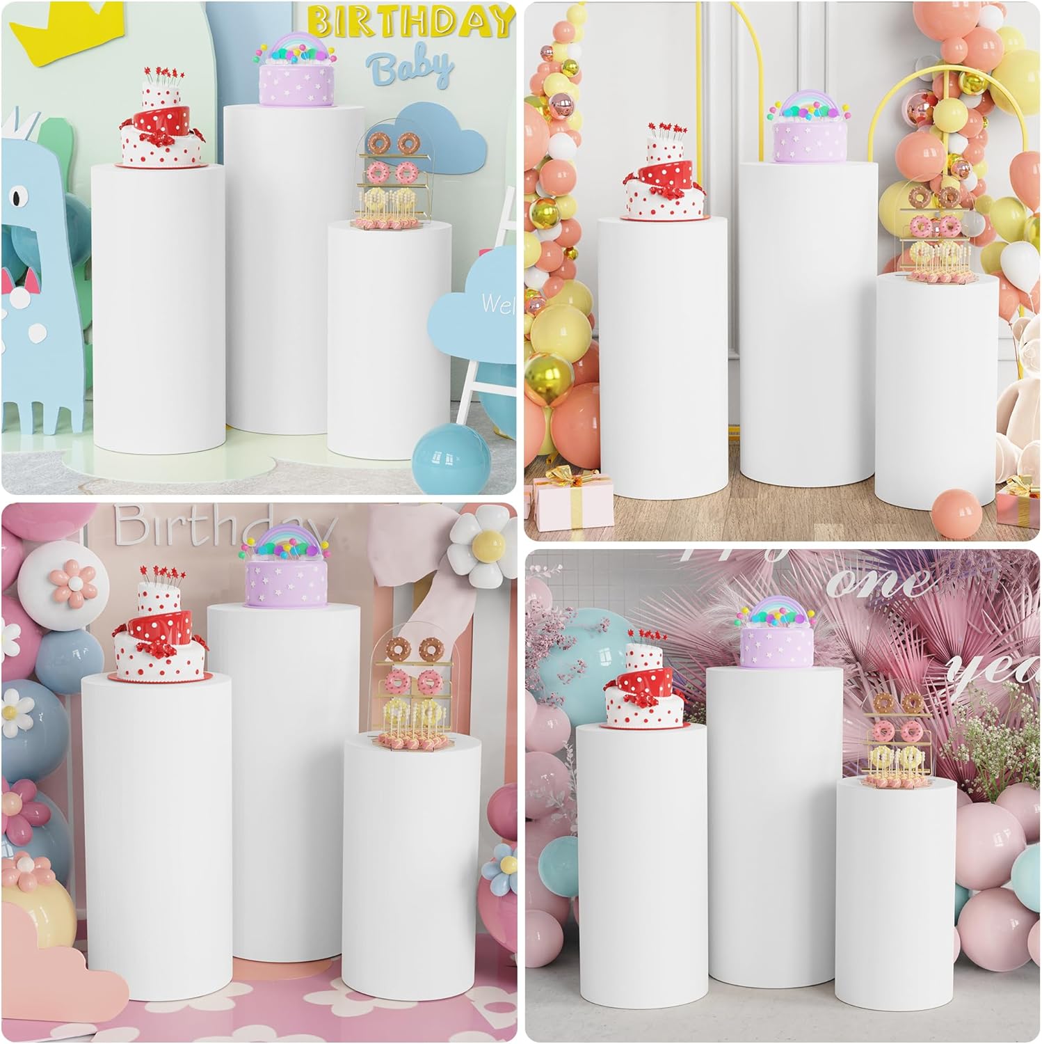 Wokceer Spandex Cylinder Covers 3Pcs for Party Decor