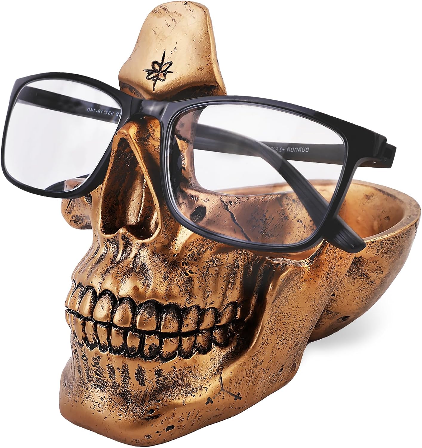 Skull Glasses Holder with Storage Tray Novelty Design for Home Office