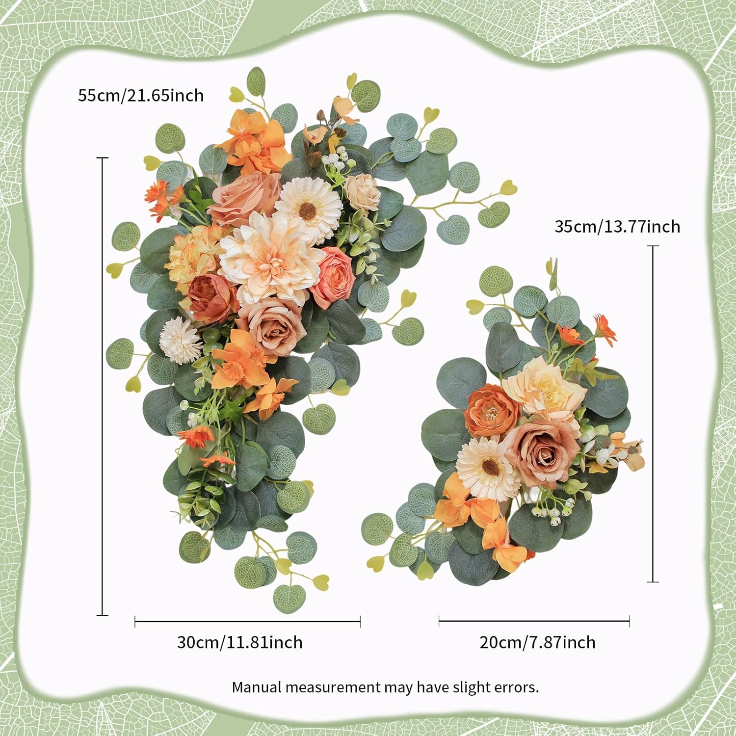 Artificial Wedding Arch Flowers Set of 2 Orange