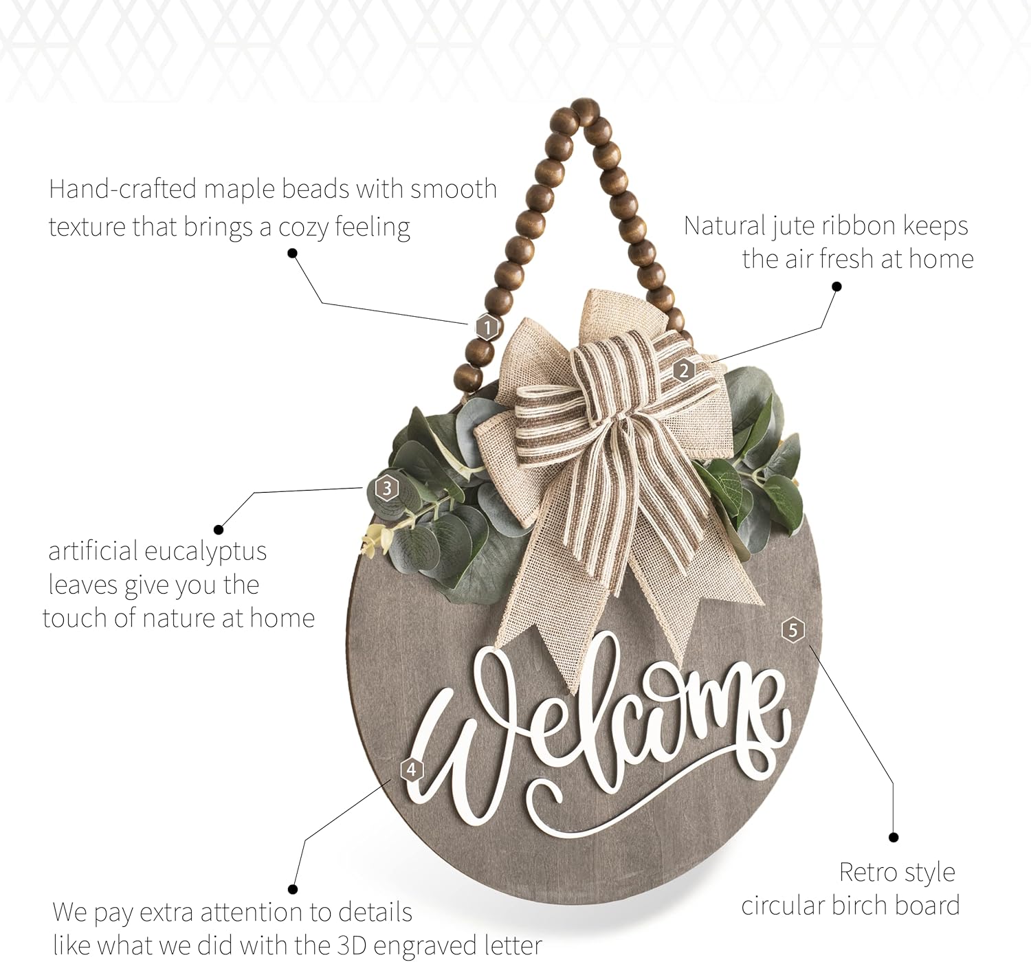 Welcome Sign for Front Door Wreath Decorations
