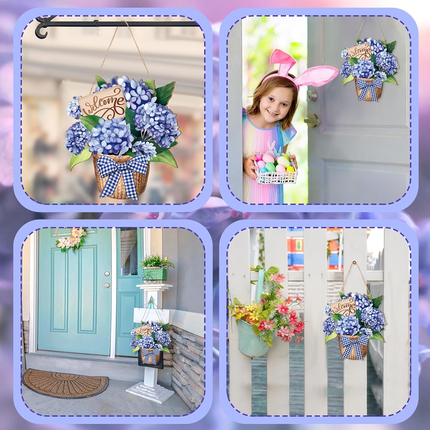 Barydat Summer Welcome Door Wreath with Hydrangeas