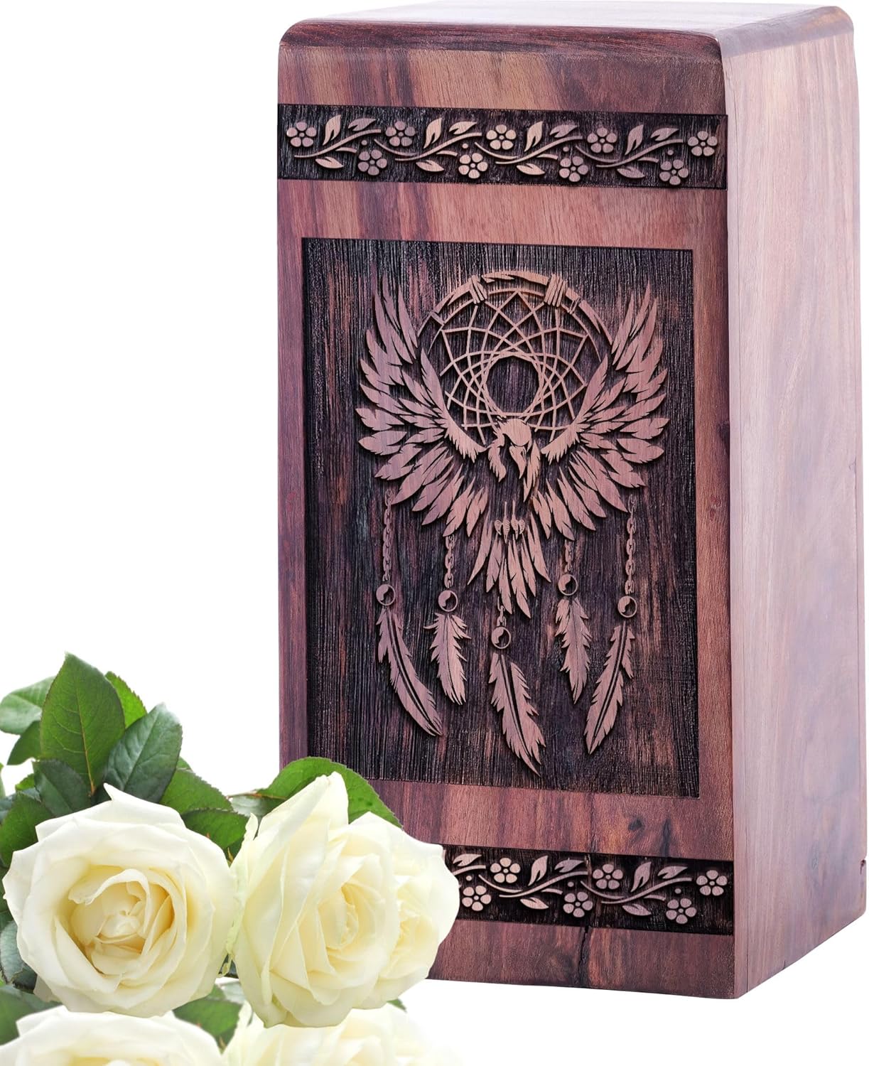 Wooden Urn Dream Catcher - Medium Cremation Urn for Adult Human Ashes