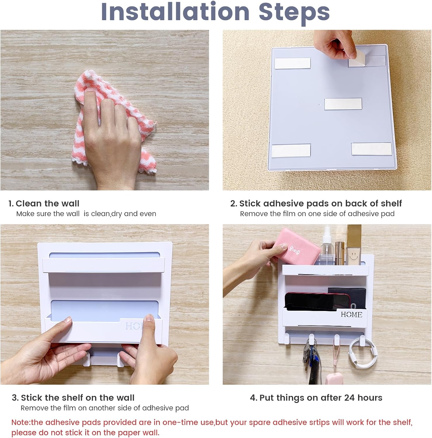 Floating Shelf Organizer for Bedroom Storage and Room Decor