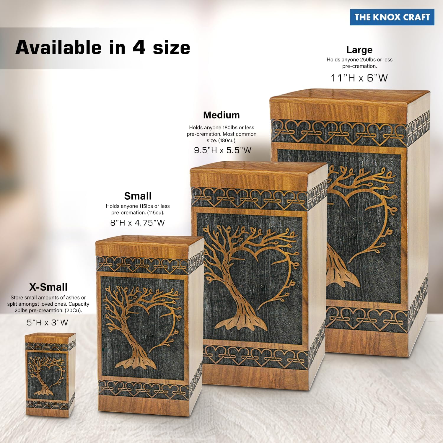 Rosewood Urns for Human Ashes - Tree of Life Wooden Funeral Box