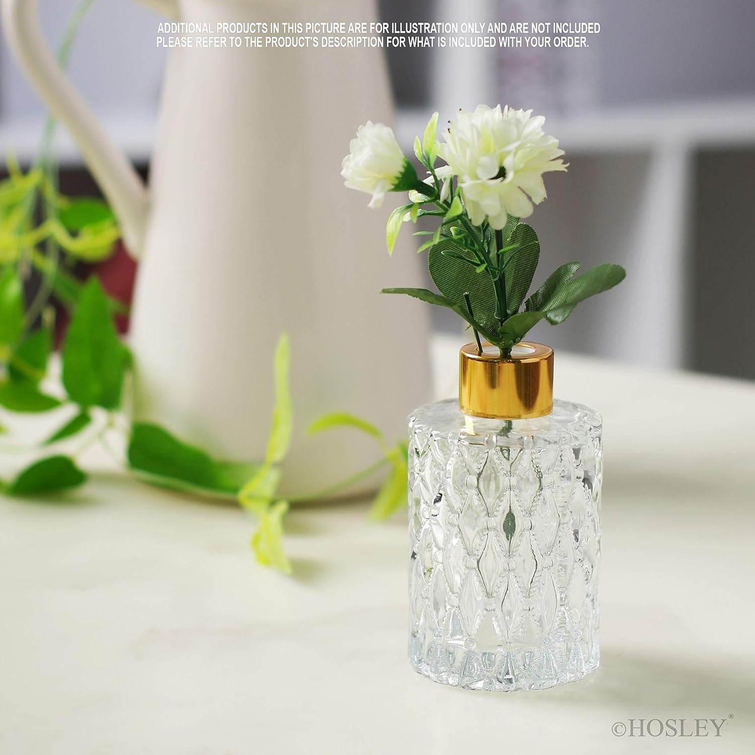 Hosley Set of 4 Mid Century Modern Glass Diffuser Bottles Gold 4 Inch High