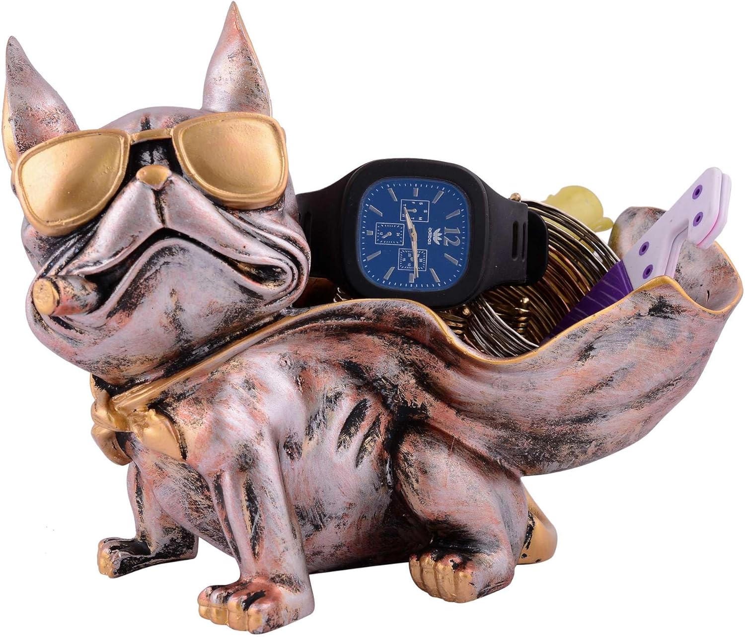 Cool Dog Sculpture Statue with Plate for Home Decor