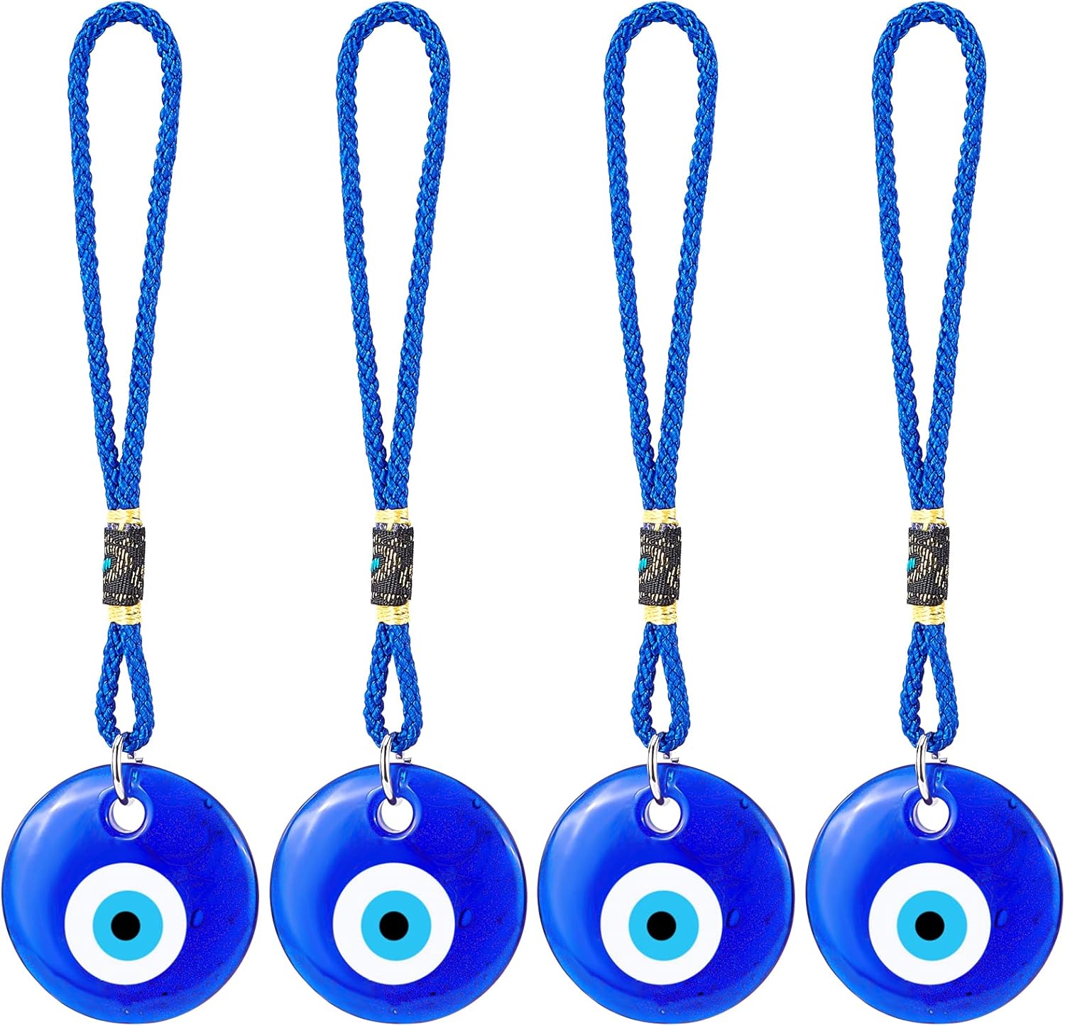 WEBEEDY 4Pcs Blue Evil Eye Glass Hanging Pendant Car Charm