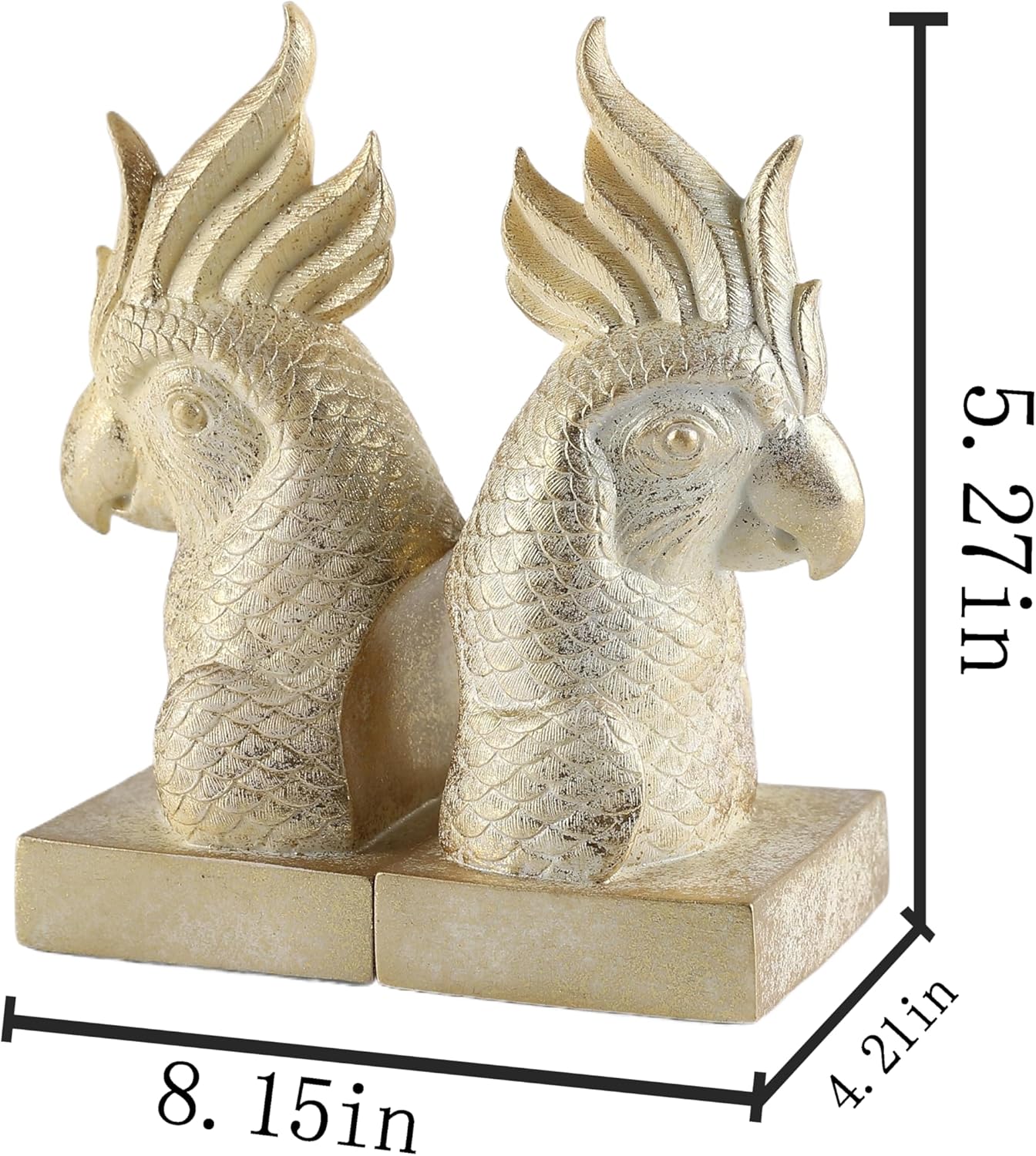 Golden Parrot Decorative Bookends Set of 2