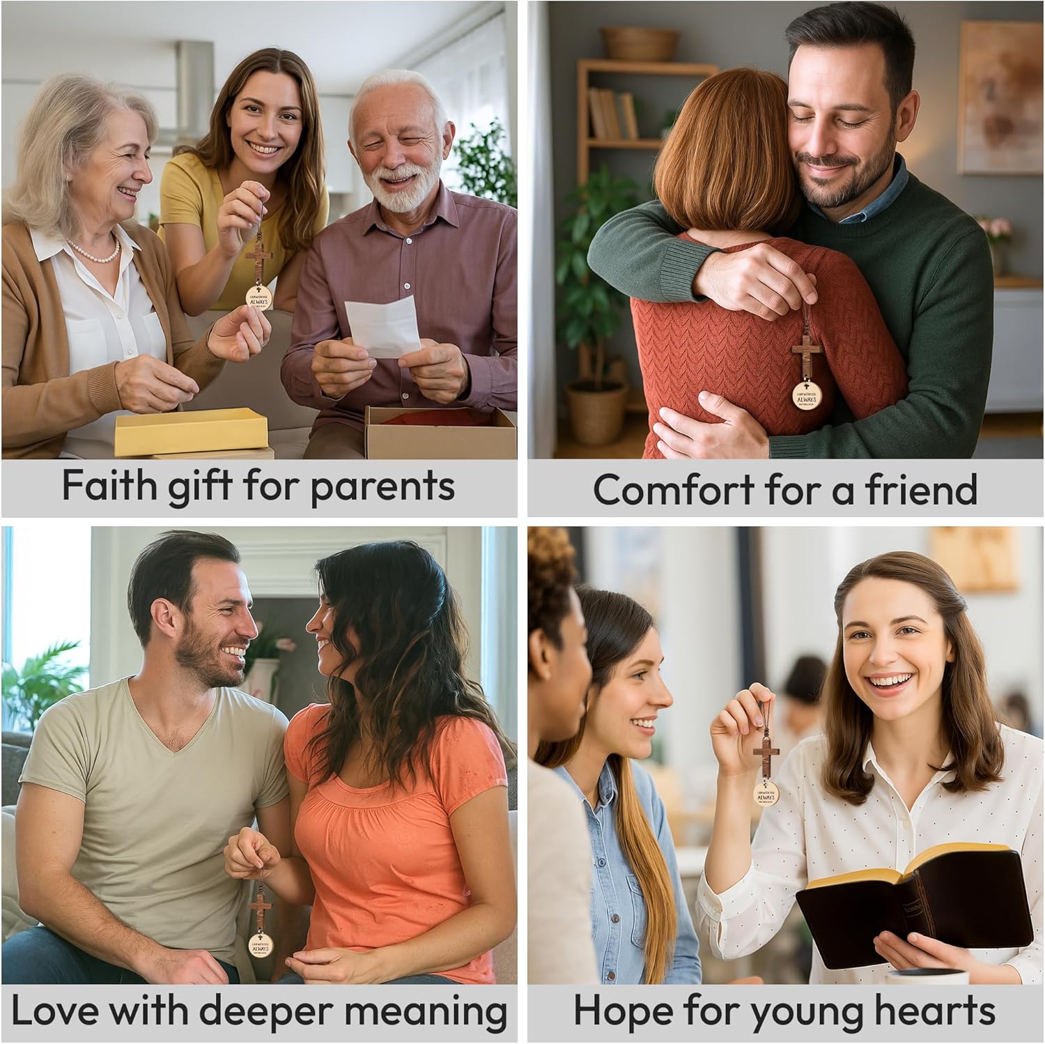 Bible Verse Car Mirror Hanging Cross Ornament - Christian Gift for Men Women