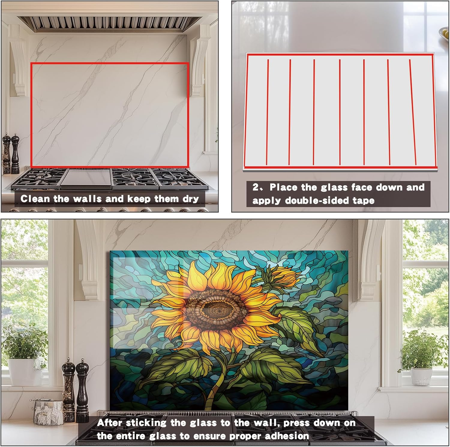 Evgosm Tempered Glass Backsplash 30x18