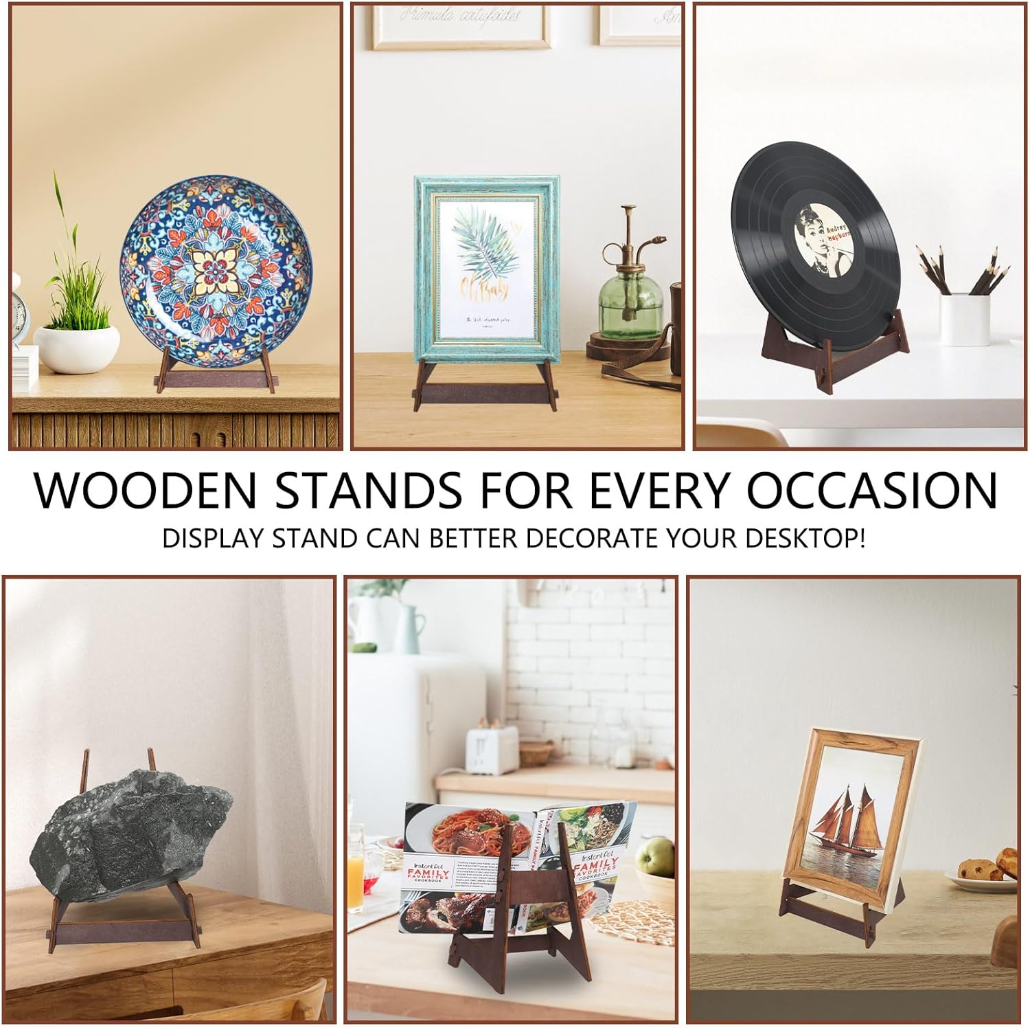 13 Inch Wooden Plate Display Stand for Art and Decor
