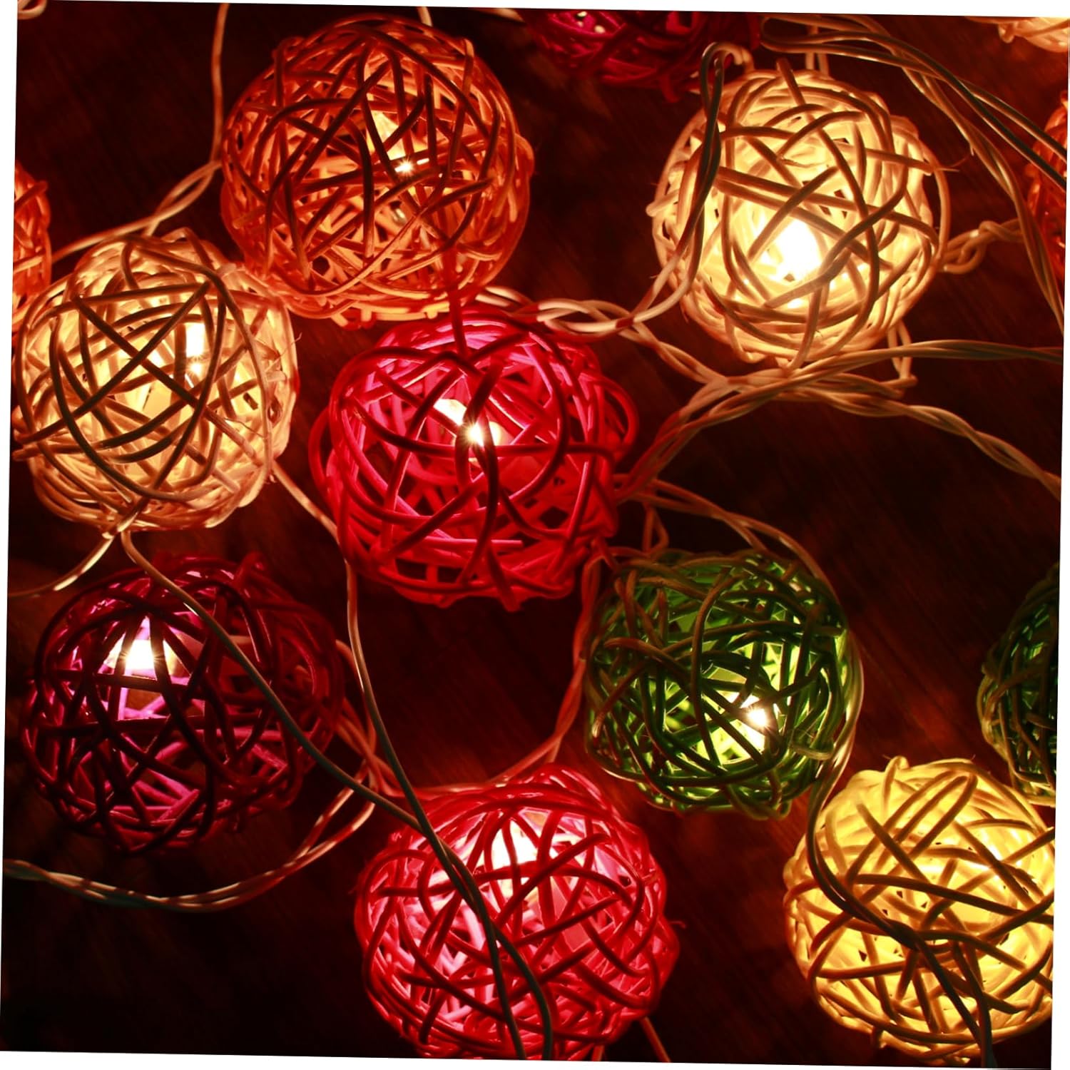 100pcs Colorful Rattan Decorative Balls for Christmas Party Wedding Home and Nursery Decor