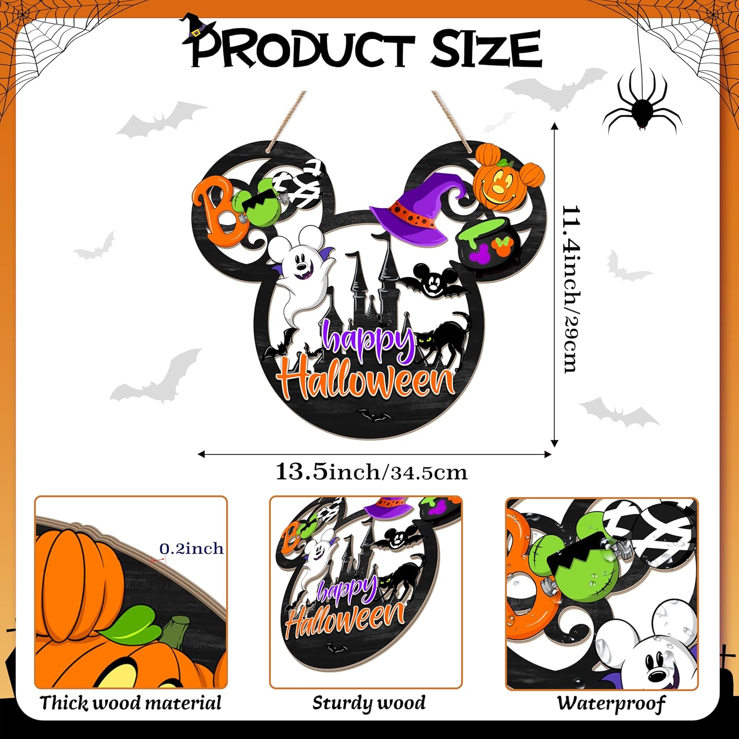 Happy Halloween Door Sign Mouse Shape Decor