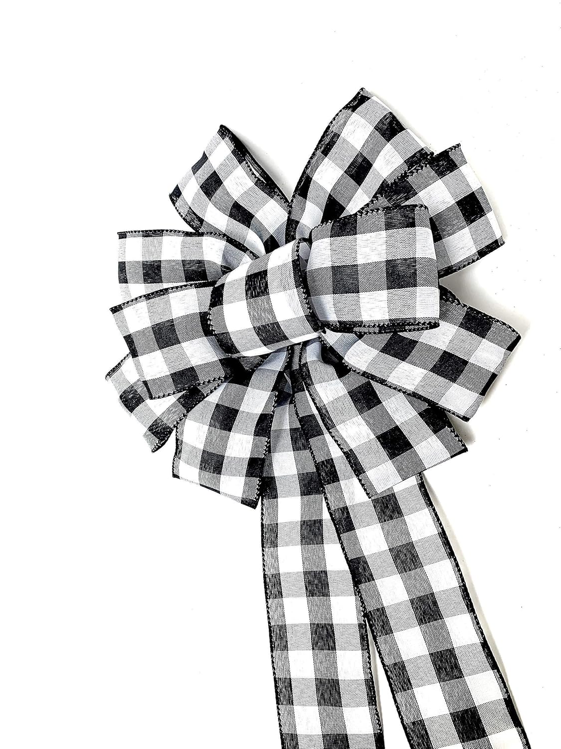 Handmade Buffalo Plaid Wreath Bow 12x15 Inch Checkered Decor