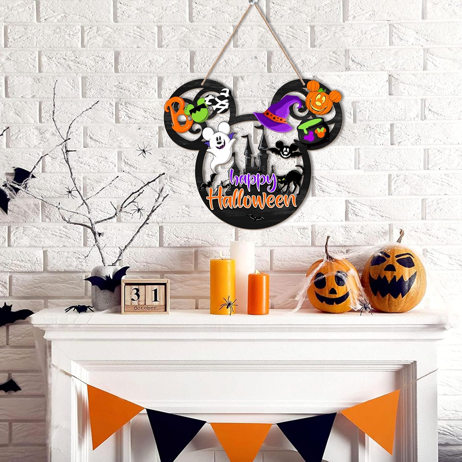 Happy Halloween Door Sign Mouse Shape Decor
