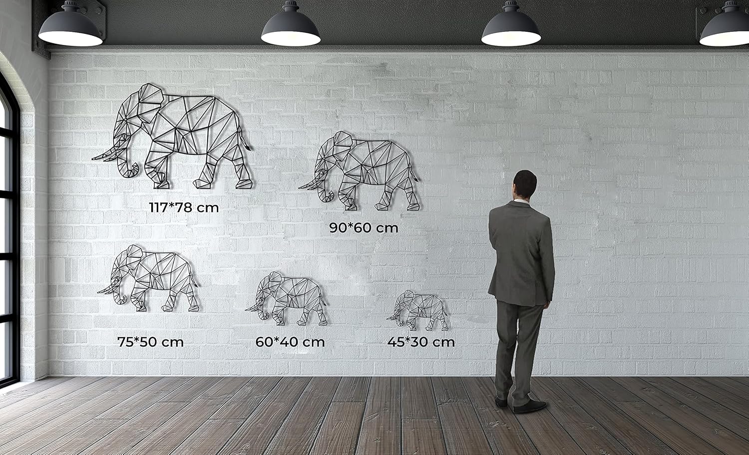 DEKADRON Geometric Metal Elephant Wall Art